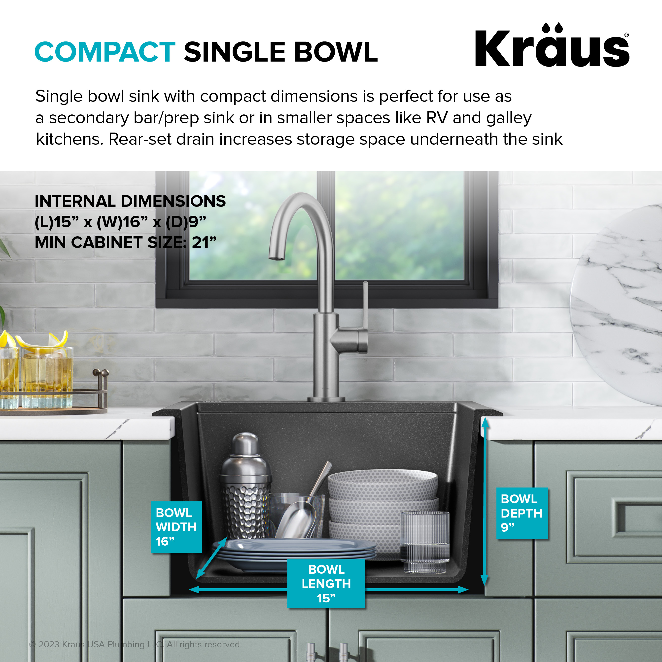 Kraus 18-in L x 22-in W White Granite Drop-In Commercial/Residential Bar  Sink in the Bar  Prep Sinks department at