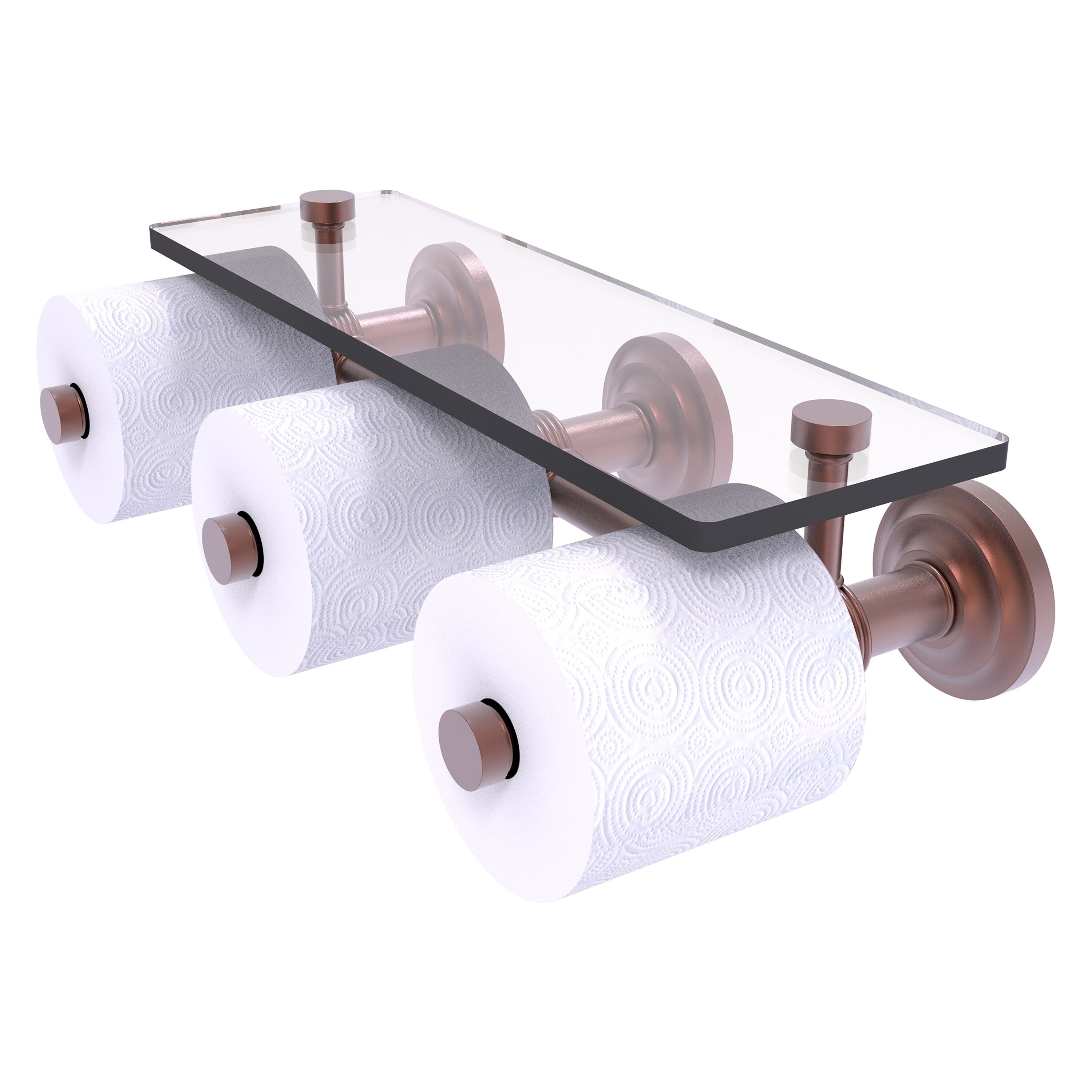 Allied Brass QN-35-3S-CA Que New Antique Copper Wall mount Double post Toilet Paper Holder 3 -Rolls with Storage