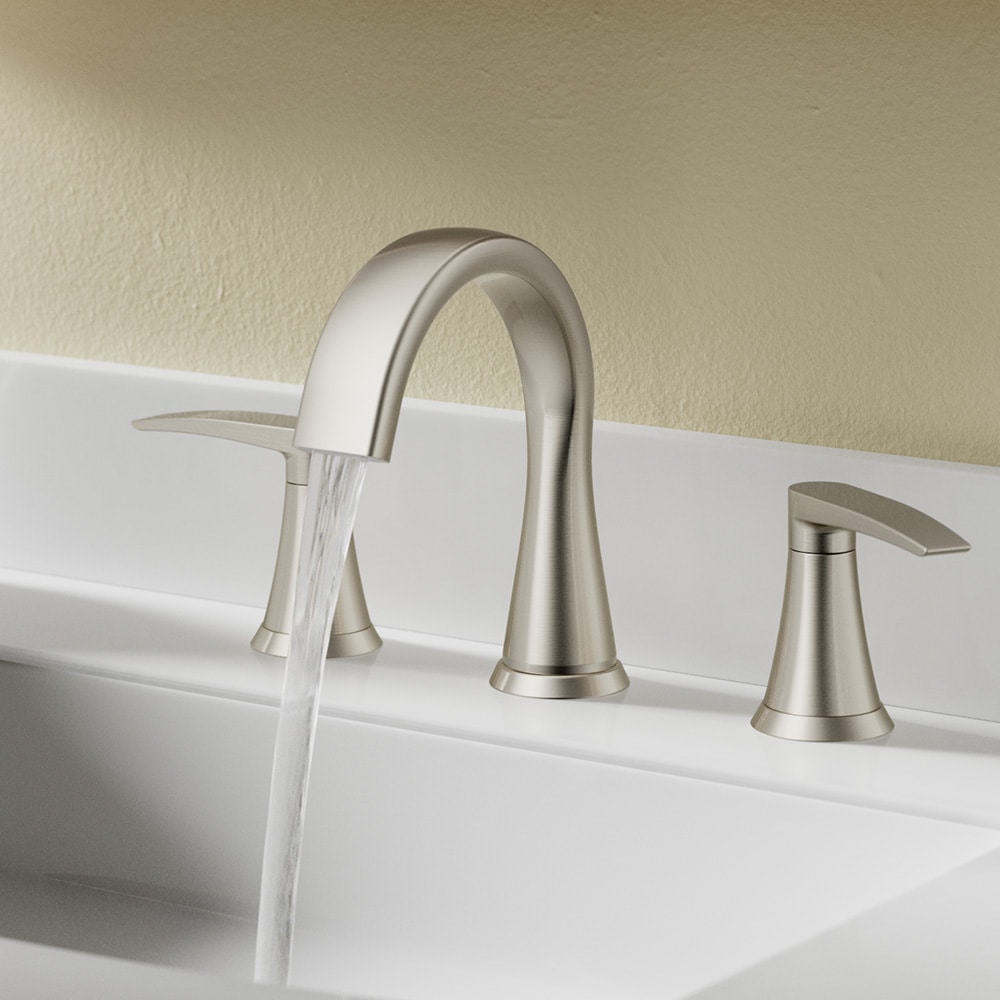allen + roth Camberly Brushed Nickel Widespread 2-Handle WaterSense Bathroom Sink Faucet with Drain
