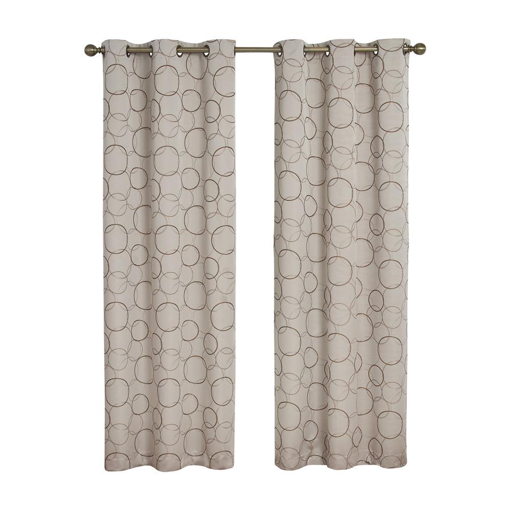 Eclipse 11250042X095LIN 95-in Linen Polka dot Blackout Grommet Single curtain panel