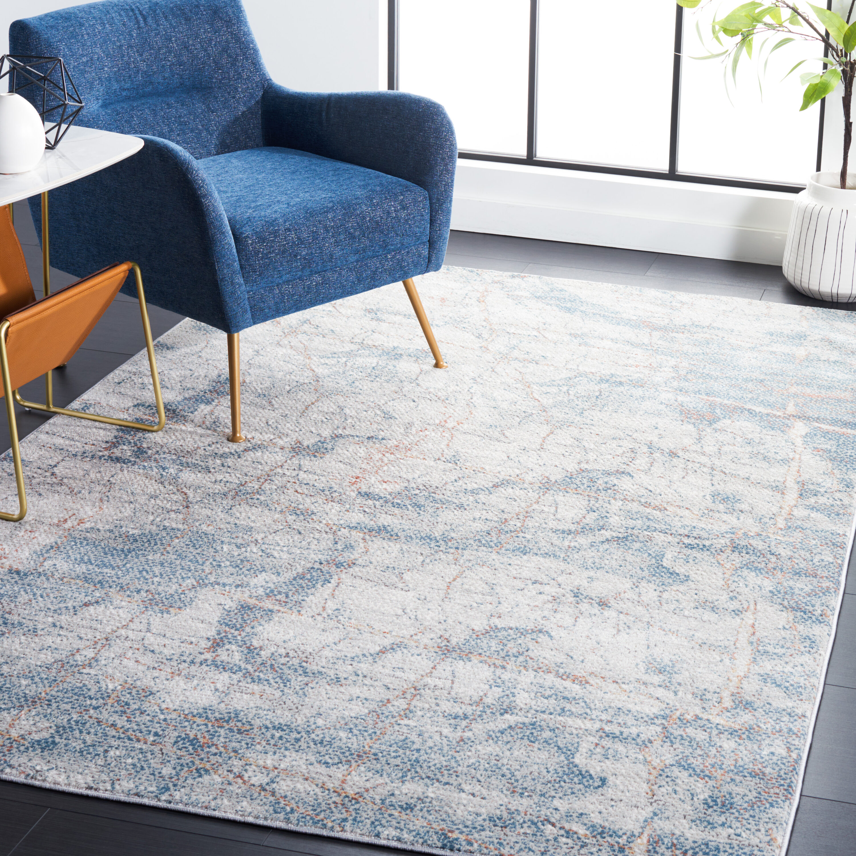 Vogue 202A Grey/Blue Rust 5 x 8 Rectangular Area rug