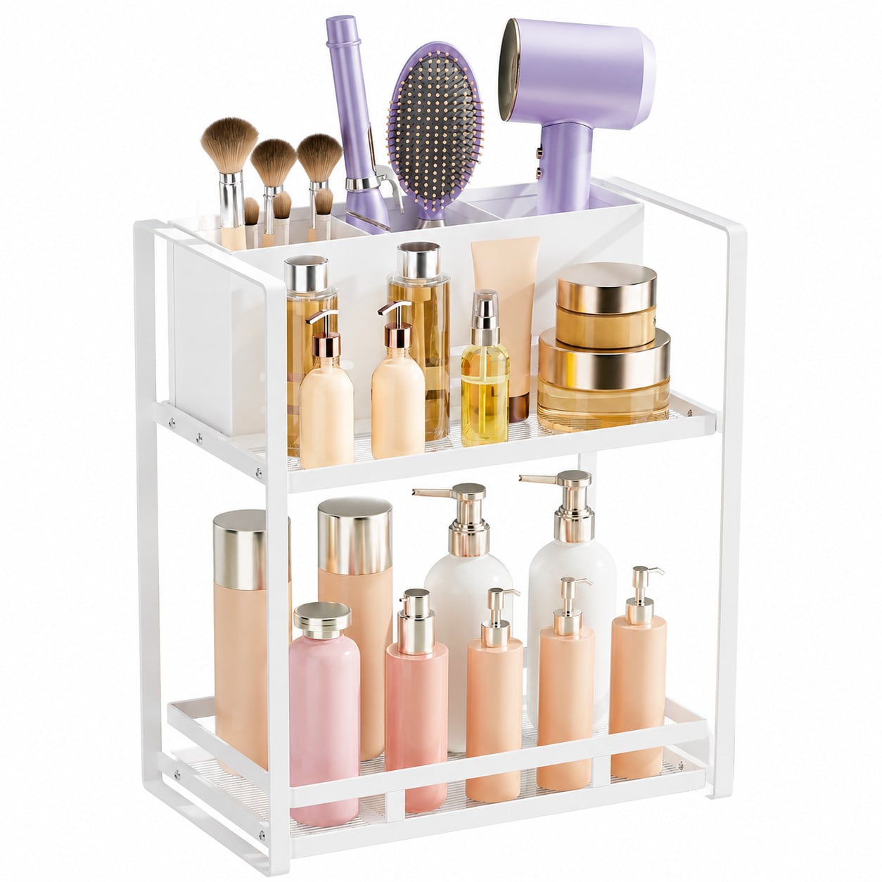 Paradigms Interiors 2 Tier Metal Hair Tool Organizer Bathroom Countertop Storage Shelf #514068539650