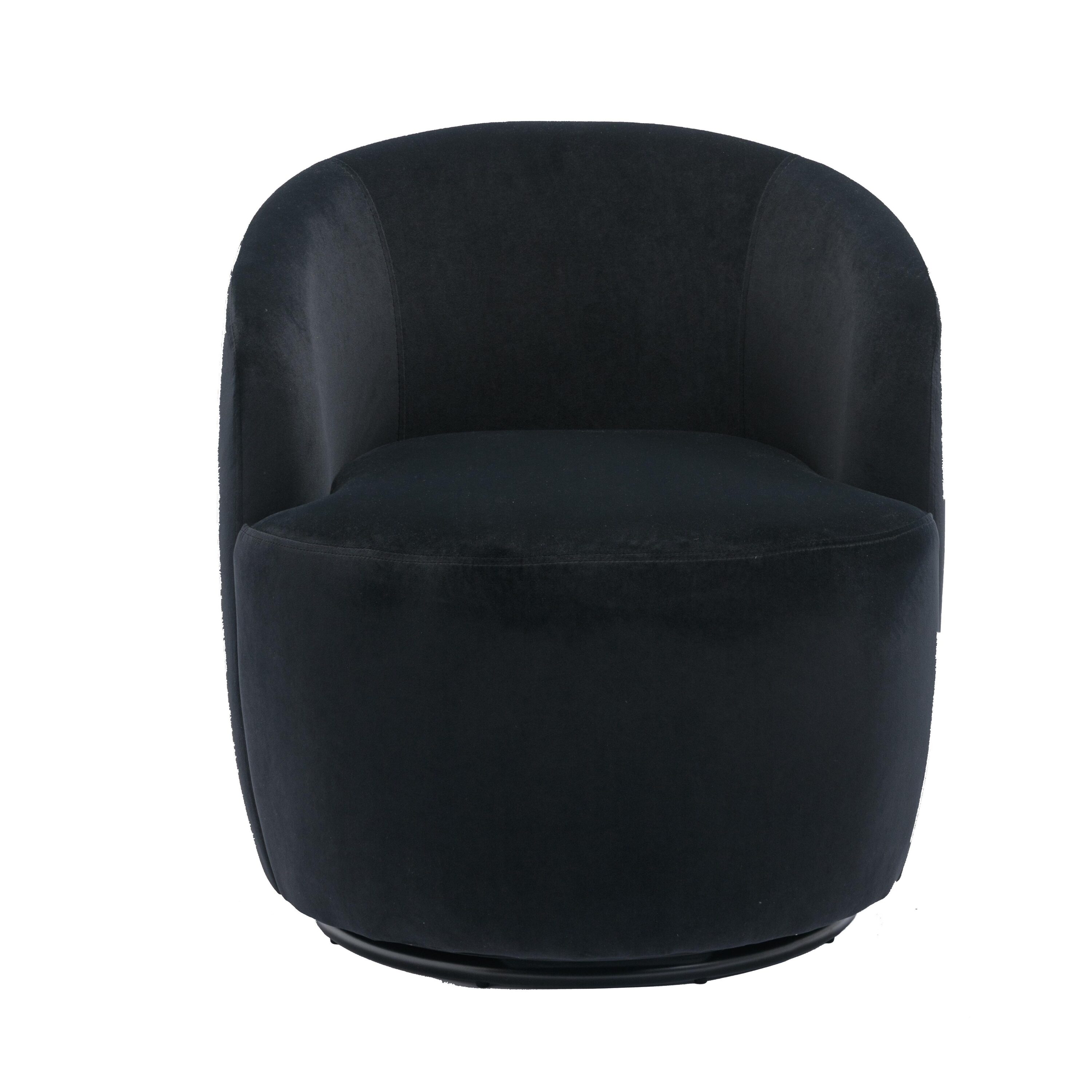 AHIOU HOME Verona Casual Black Velvet Swivel Accent Chair in the