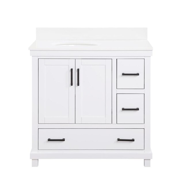 Single Sink Bathroom Vanity With, 36 Inch Vanity With Drawers On Left Side