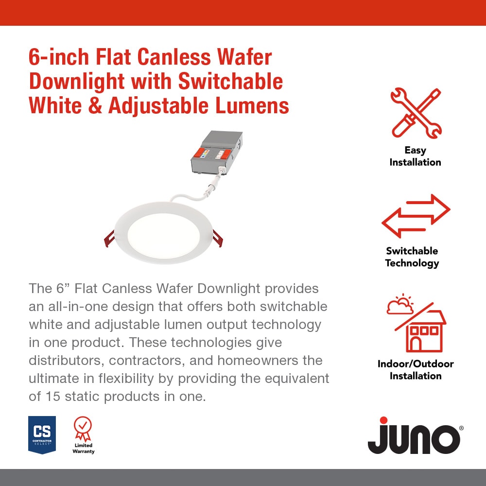 Juno Matte 6-in 1050-Lumen Switchable Round Dimmable LED Canless