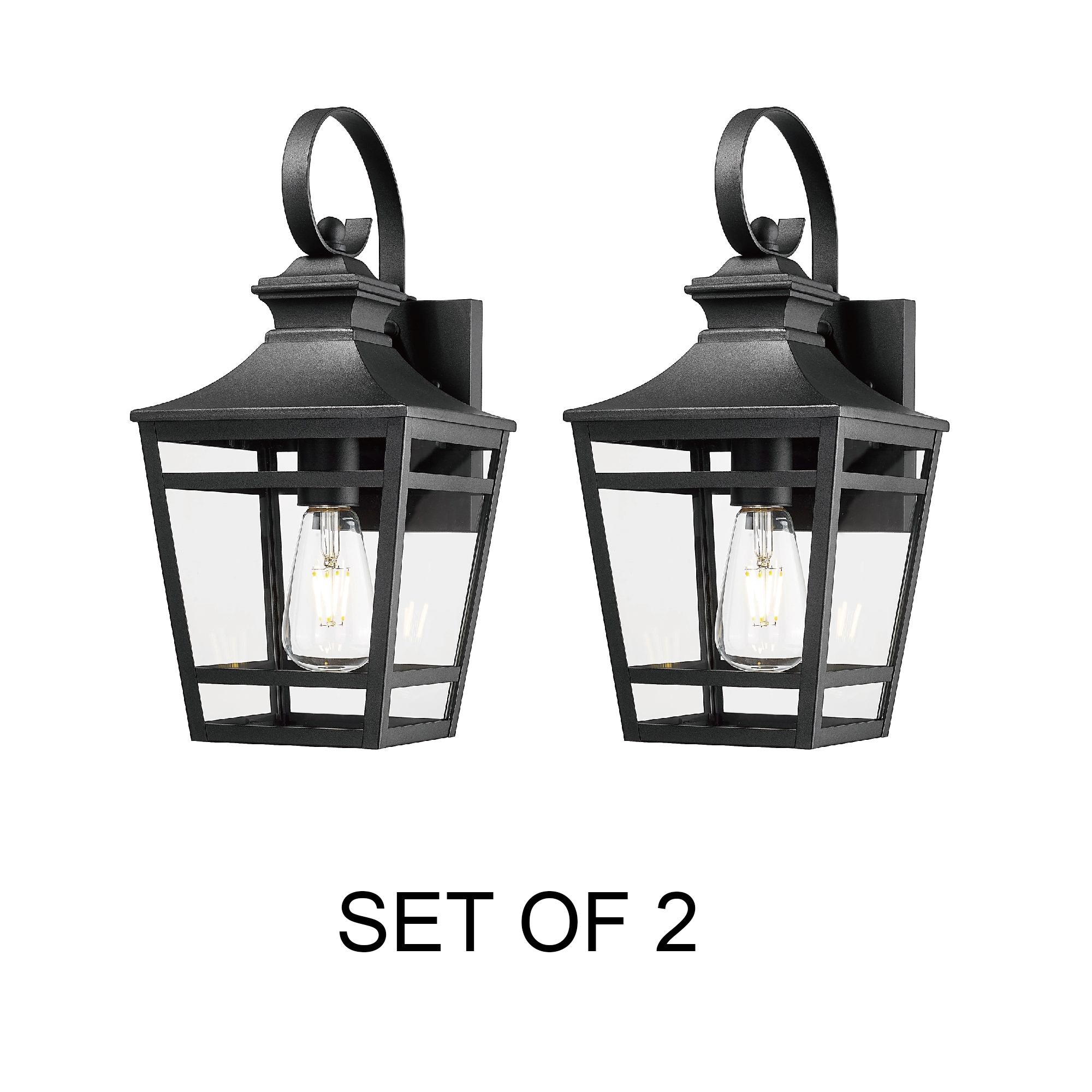 Bybafun YB5100158 2 -Pack 2 -Light 16.5-in H Black Hardwired Integrated LED Outdoor Wall Light