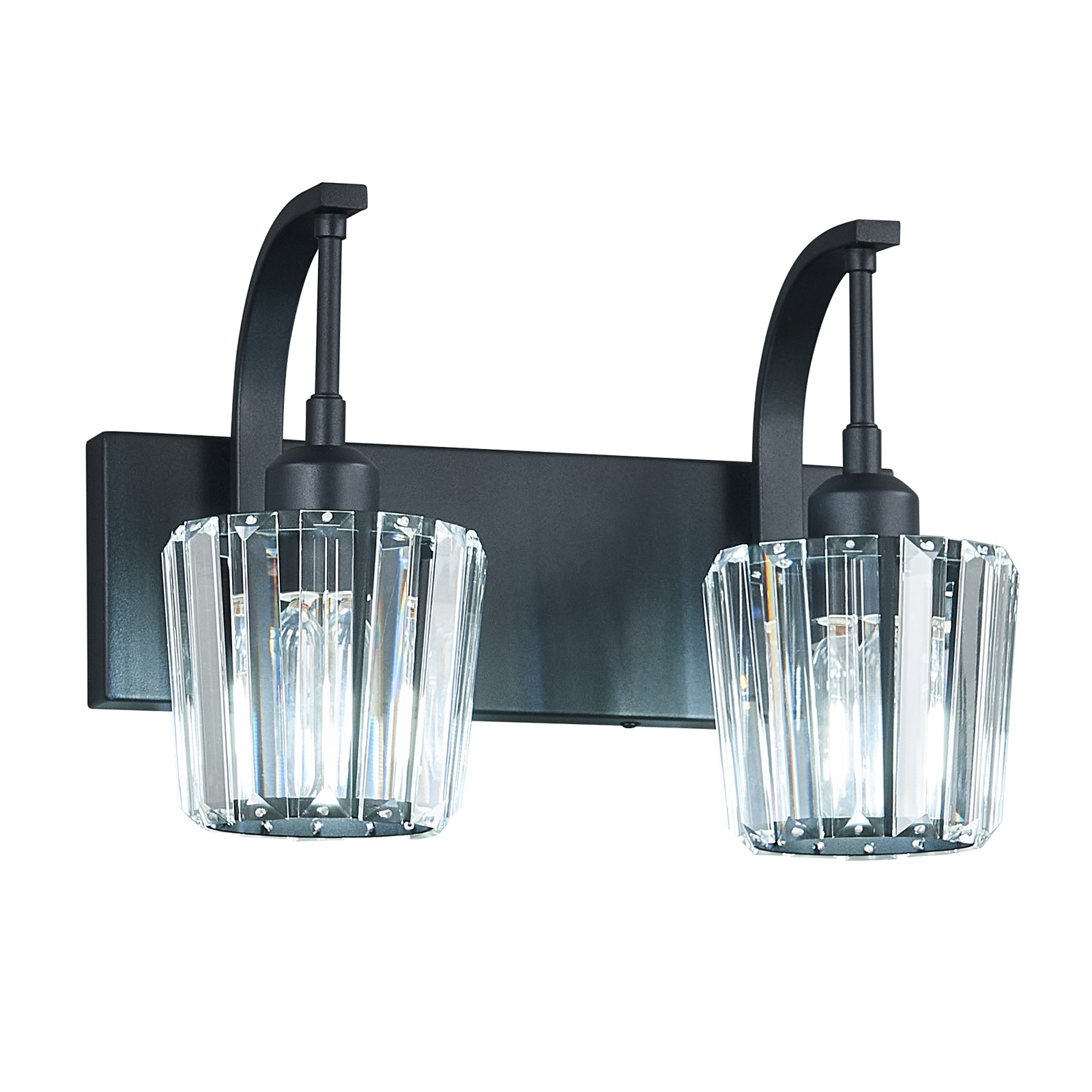 ZHLLMQ - Modern 13.77 in 2-Light Black Vertical Crystal Bathroom Vanity Light Fixture Over Mirror...