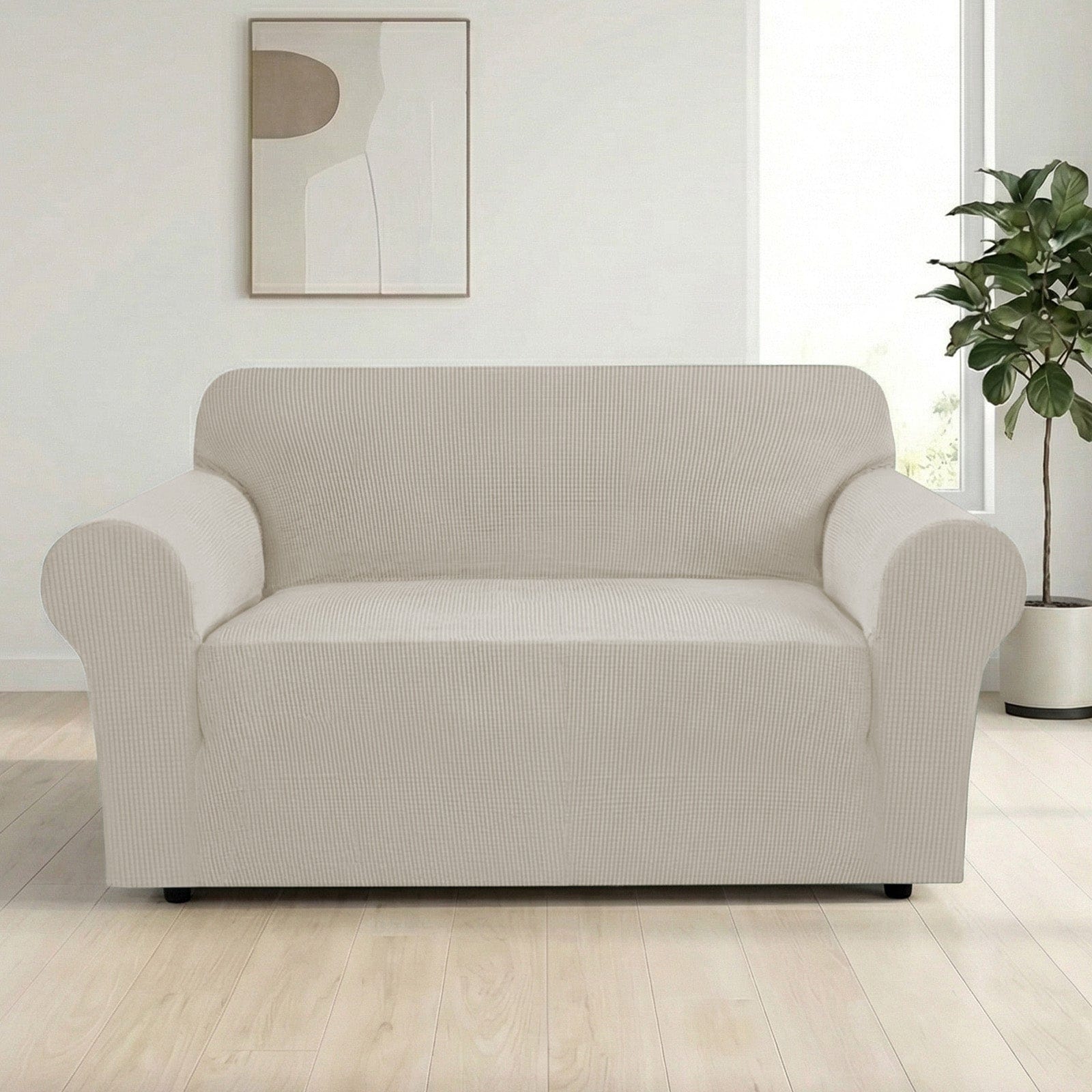 H.Versailtex - Loveseat Stretch Slipcover Upgraded Jacquard Island Fossi Island Fossil