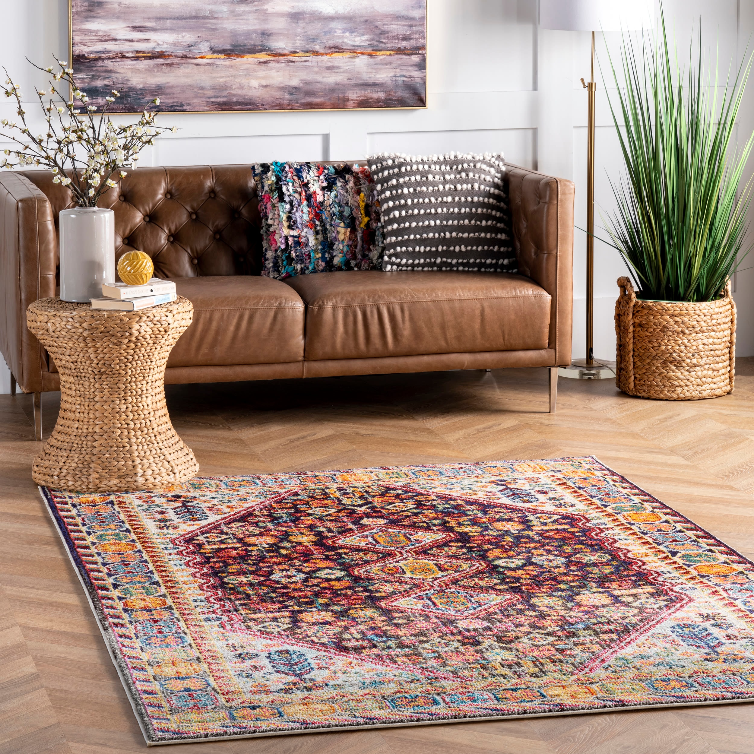 nuLOOM KKCB15A-305 Casablanca 3 x 5 (ft) Loomed Polypropylene Black Rectangular Indoor Distressed/Overdyed Persian Area rug