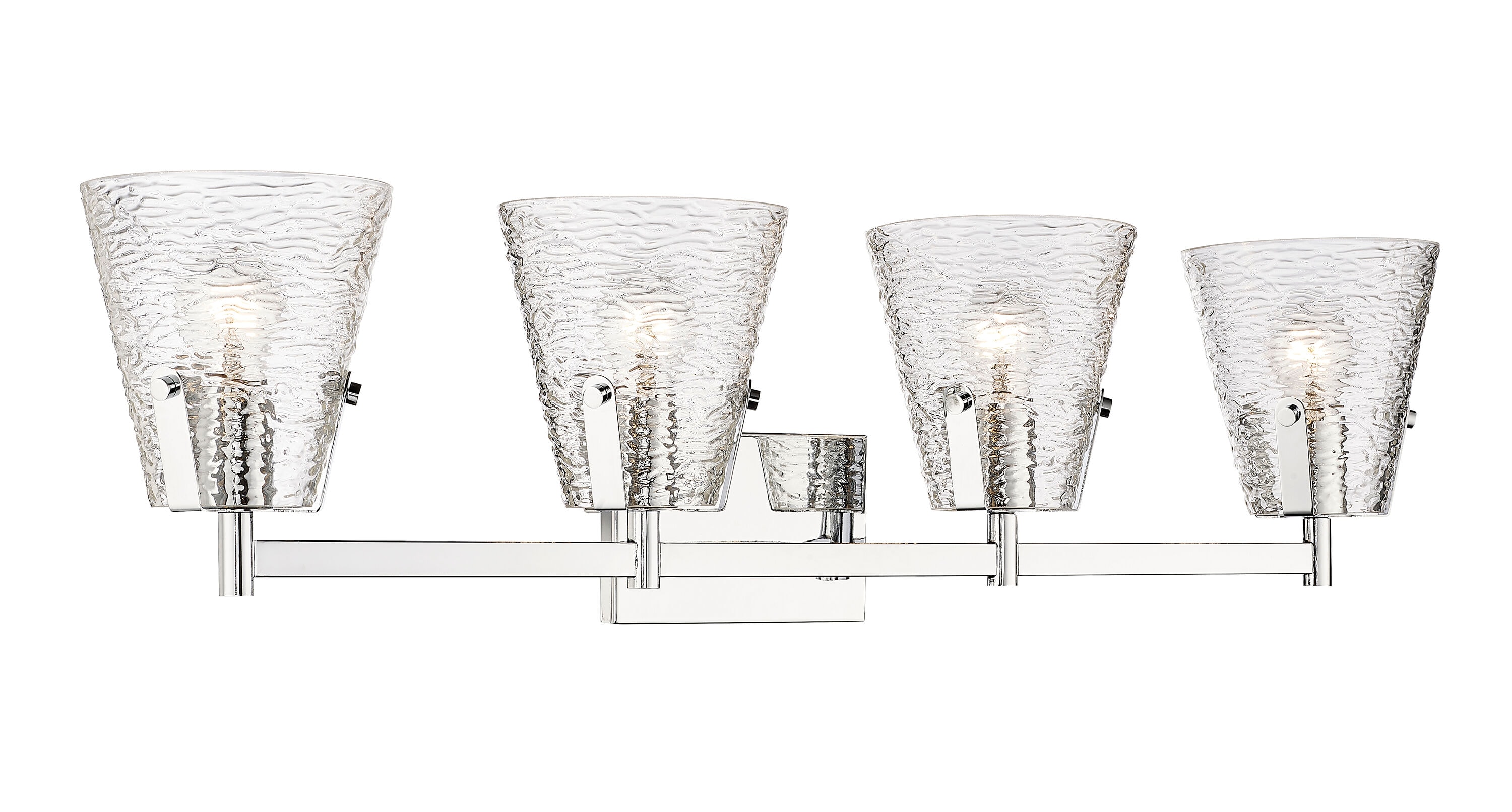 Analia 36" Chrome Vanity Light with Clear Ribbed Glass Shades