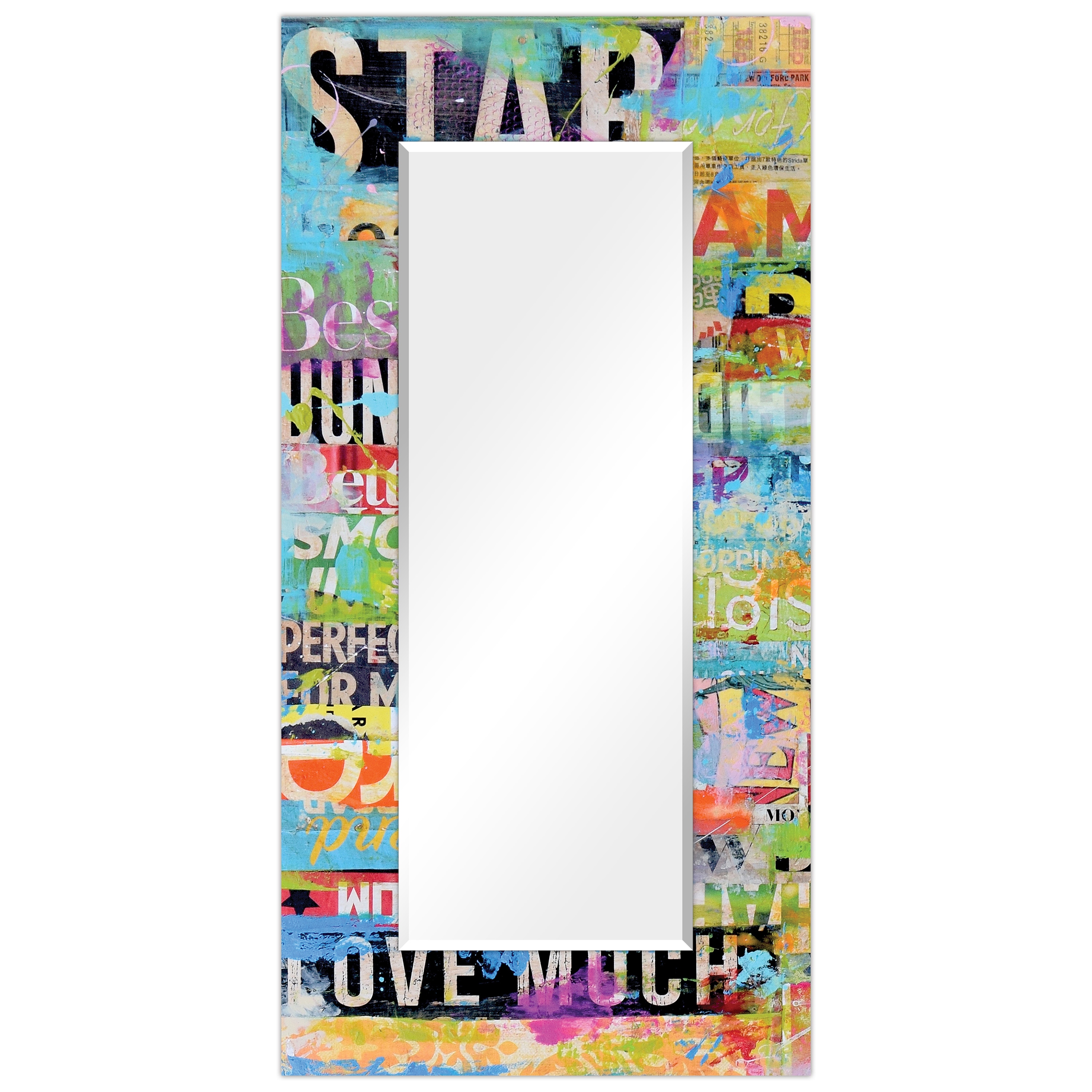 Empire Art Direct TAM-148691-7236 Tempered Glass Frame Wall Mirror 36-in W x 72-in H Multiple Colors/Finishes Beveled Wall Mirror