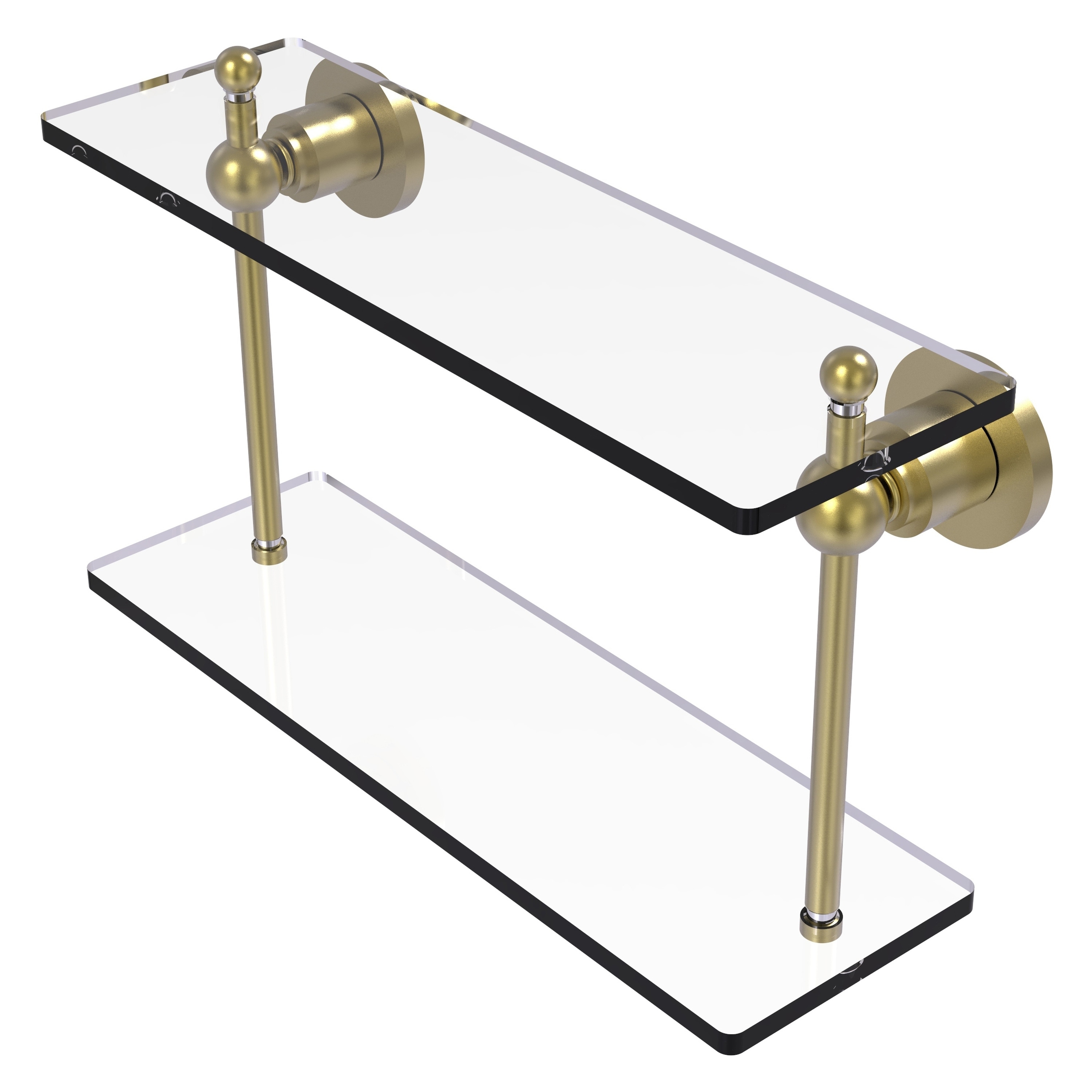 Allied Brass AP-2/16-SBR Astor Place Satin Brass 2 -Tier Wall mount Bathroom Shelf ( 16-in x 8-in x 5-in )