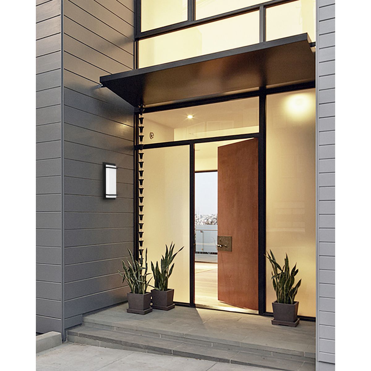 Black Aluminum LED Outdoor Wall Sconce with Acrylic Shade