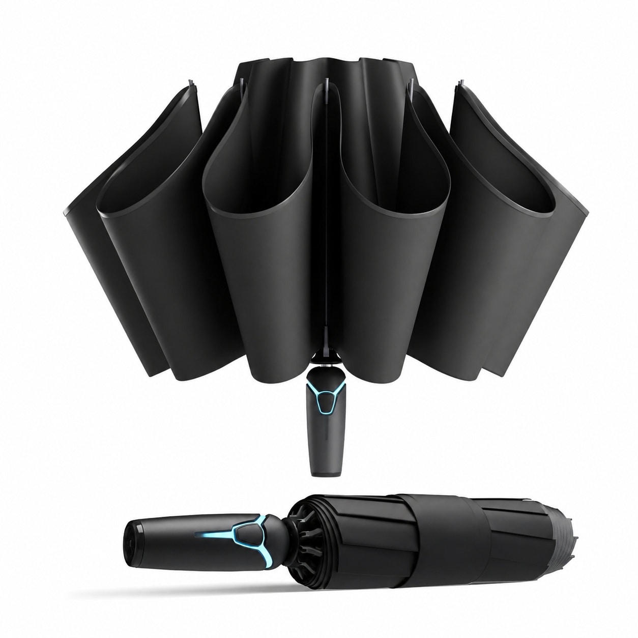 Adrinfly  Windproof Travel Umbrella Withstand 85MPH Winds 54 Inch Automatic Reverse Fold Portable Compact Umbrella With Cover Bag
