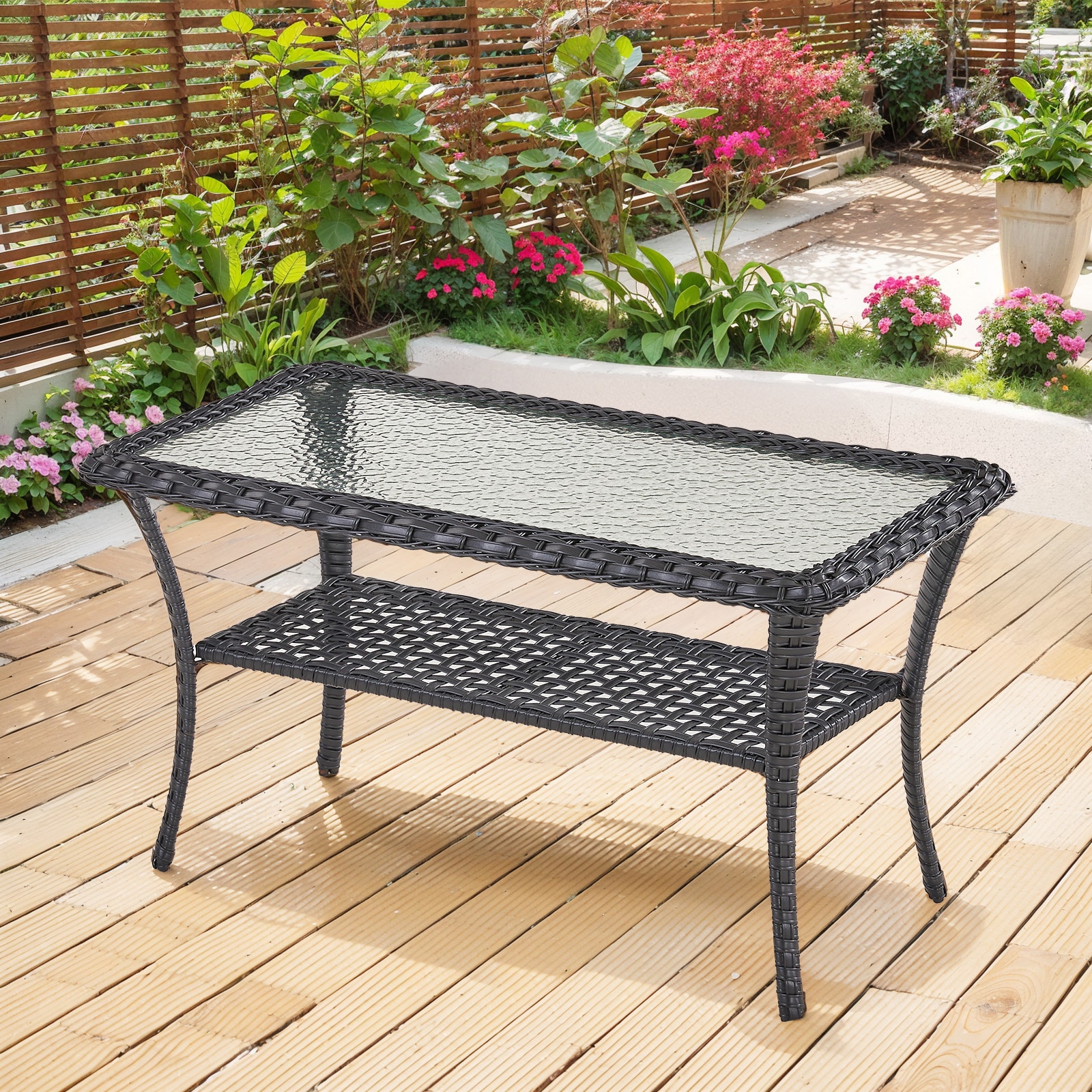  PABL50XLS PAnorama Series Rectangle Wicker Outdoor Coffee 20-in W x 38-in L
