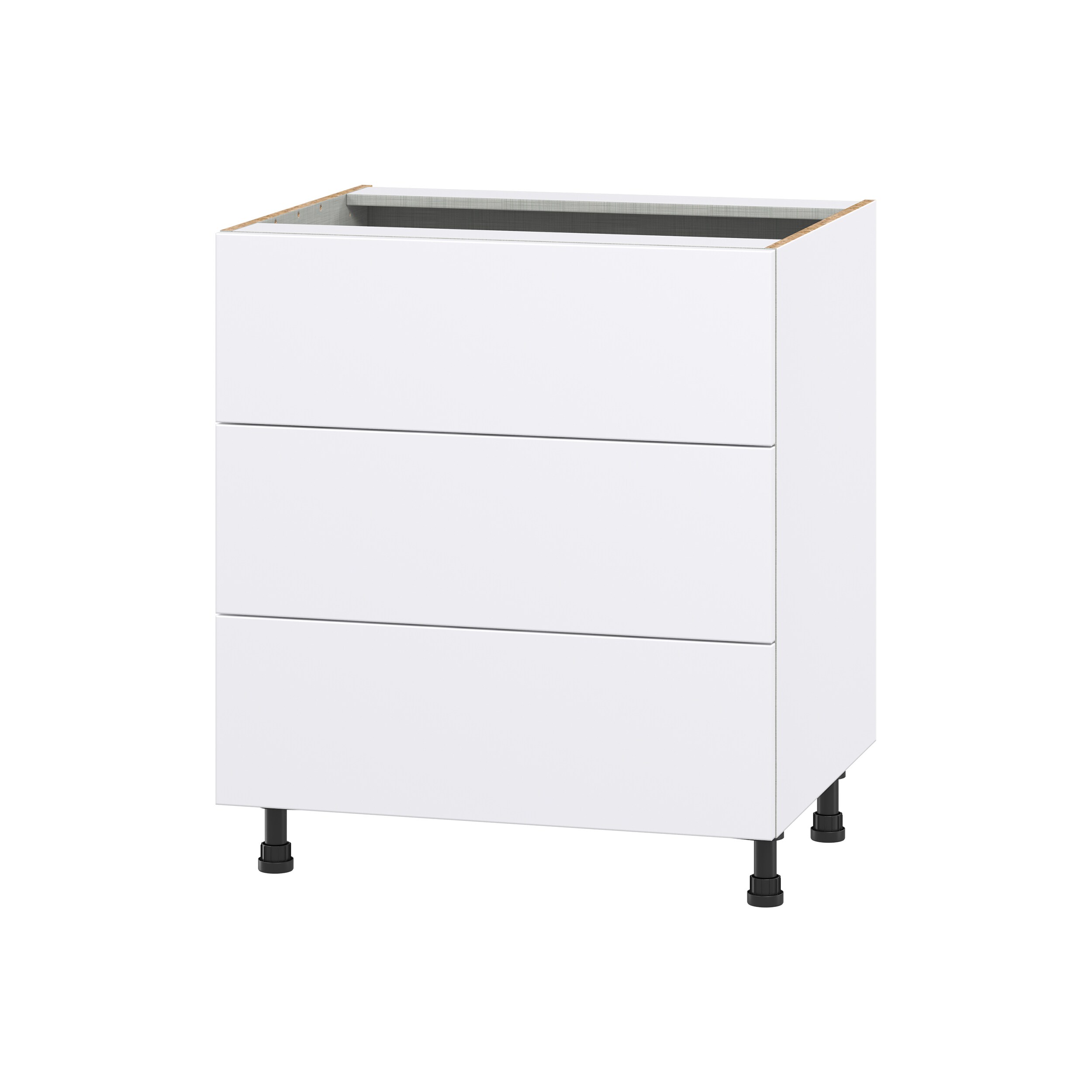 Hugo&Borg DSB3DA30-LA Lasalle 30-in W x 34.5-in H x 24-in D Bright White Slab 3 -Drawers Drawer Base Fully assembled Cabinet (Flat Panel Slab)