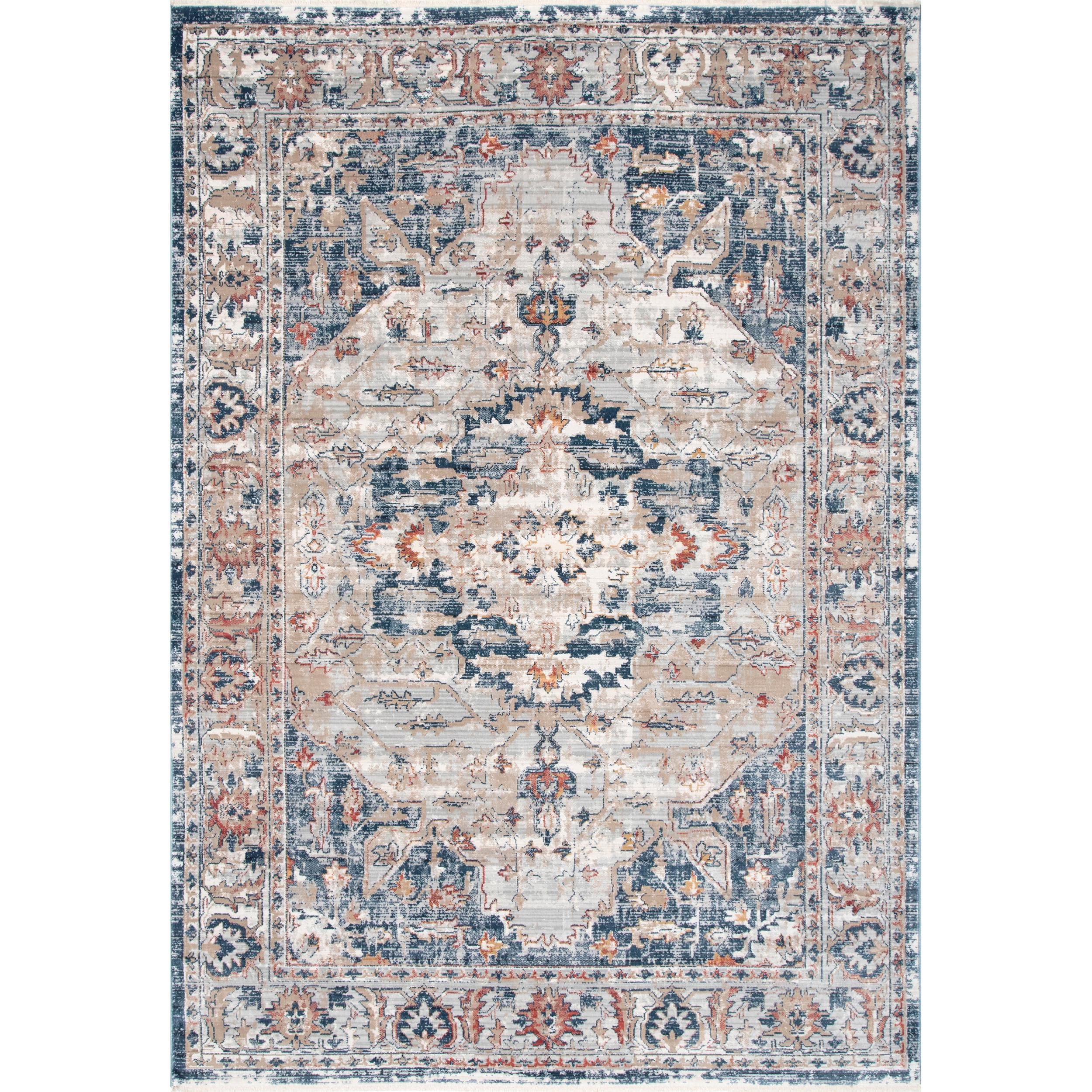 Reversible 6' Square Gray Synthetic Easy-Care Area Rug