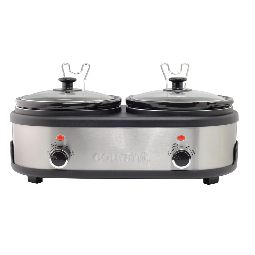 Courant 3.2-Quart Gray Round 2-Vessel Slow Cooker Stainless Steel in Gray/Silver | WCSC3236ST697