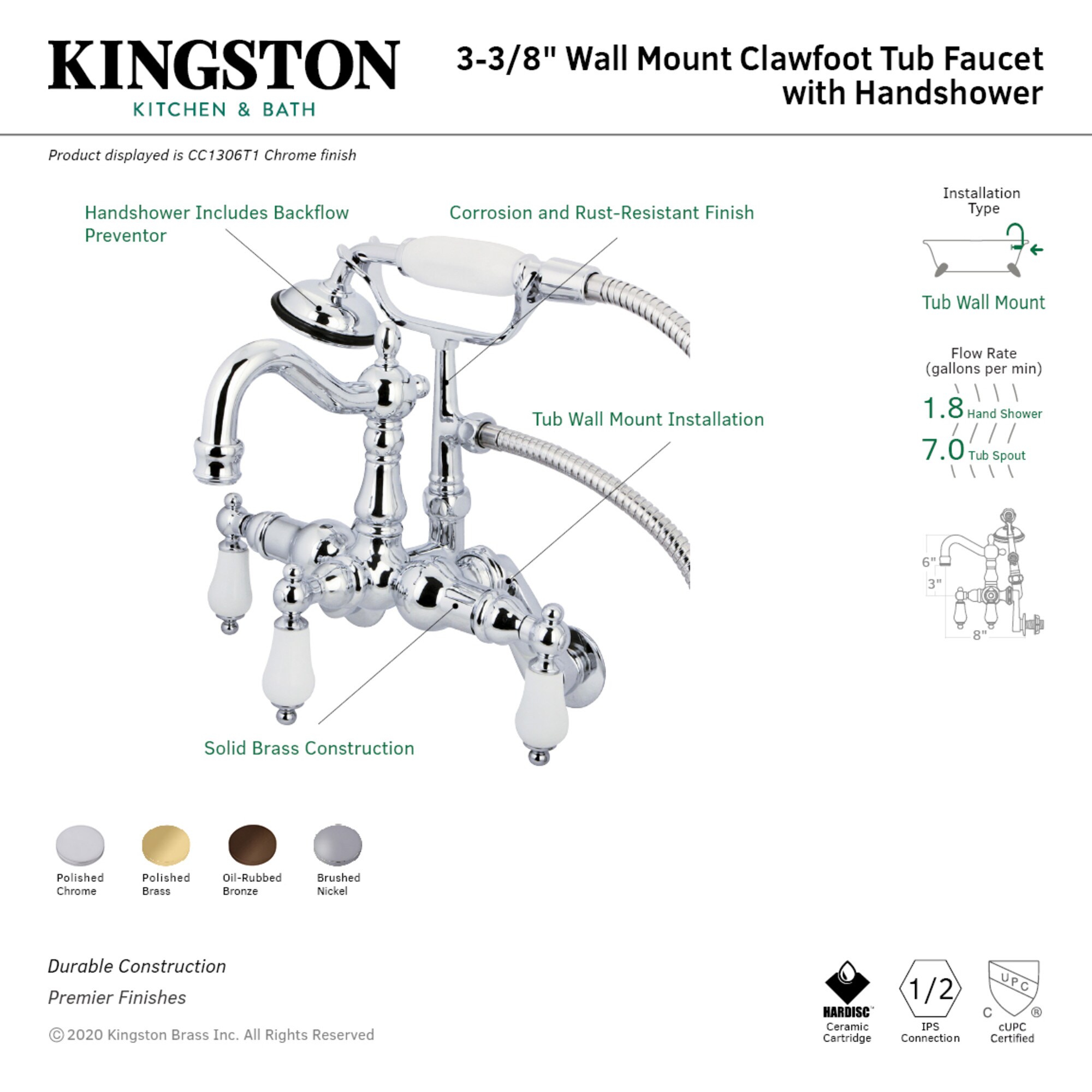 Kingston Brass WLCC1305T5 Roman-Tub-Faucets - View #2