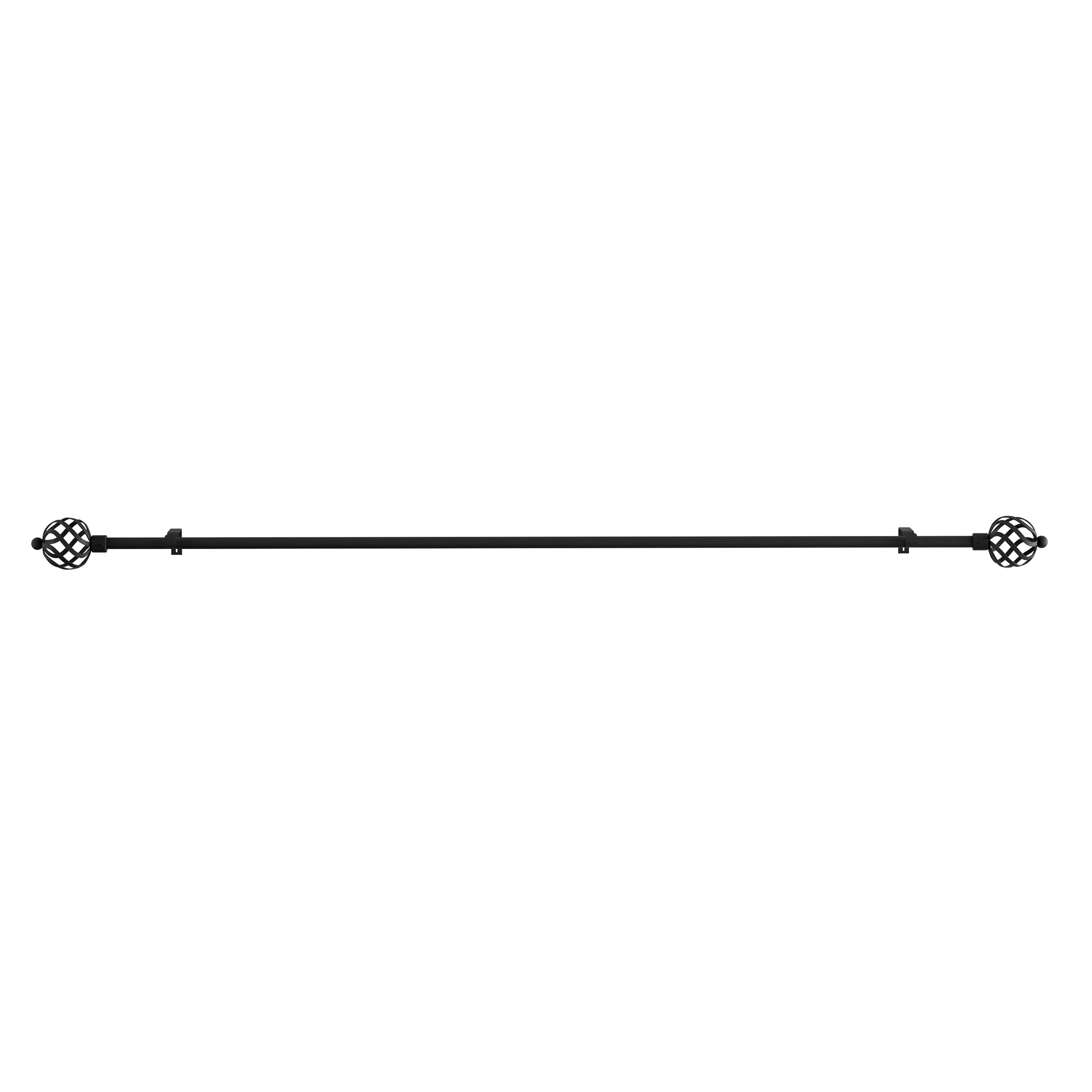 Black Adjustable Curtain Rod with Decorative Twisted Sphere Finials