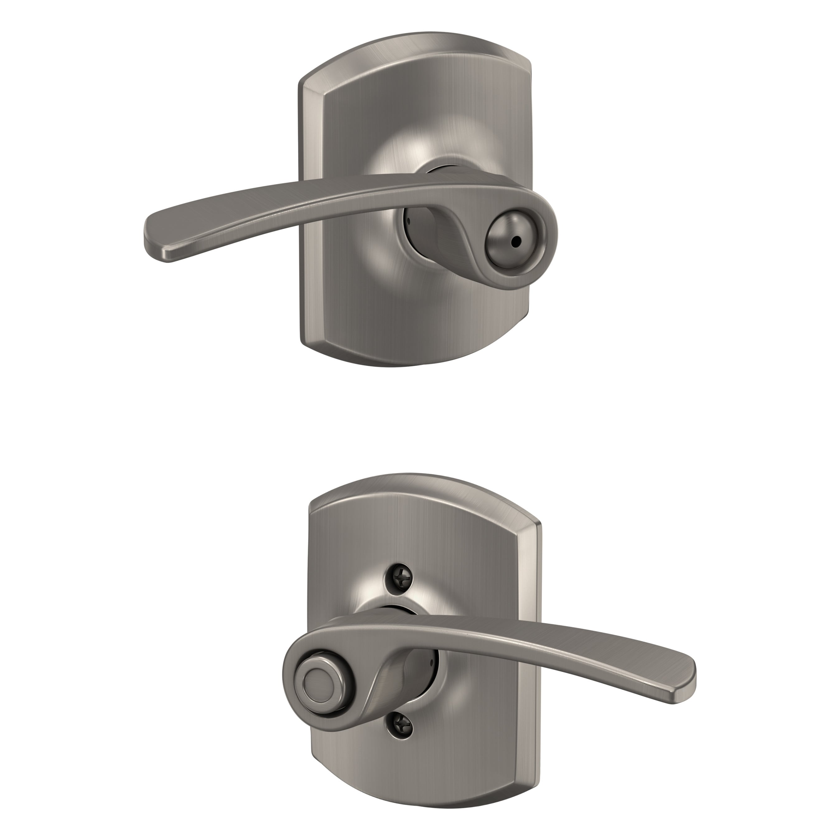 Schlage F40 MER 619 GRW Merano-Greenwich Satin Nickel Universal Interior Bed/Bath Privacy Door Handle