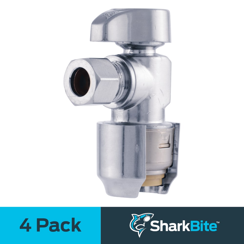 SharkBite UR23036ZC4 1/2-in Push-to-connect x 3/8-in Compression Brass Quarter turn Stop Angle valve 4 -Pack