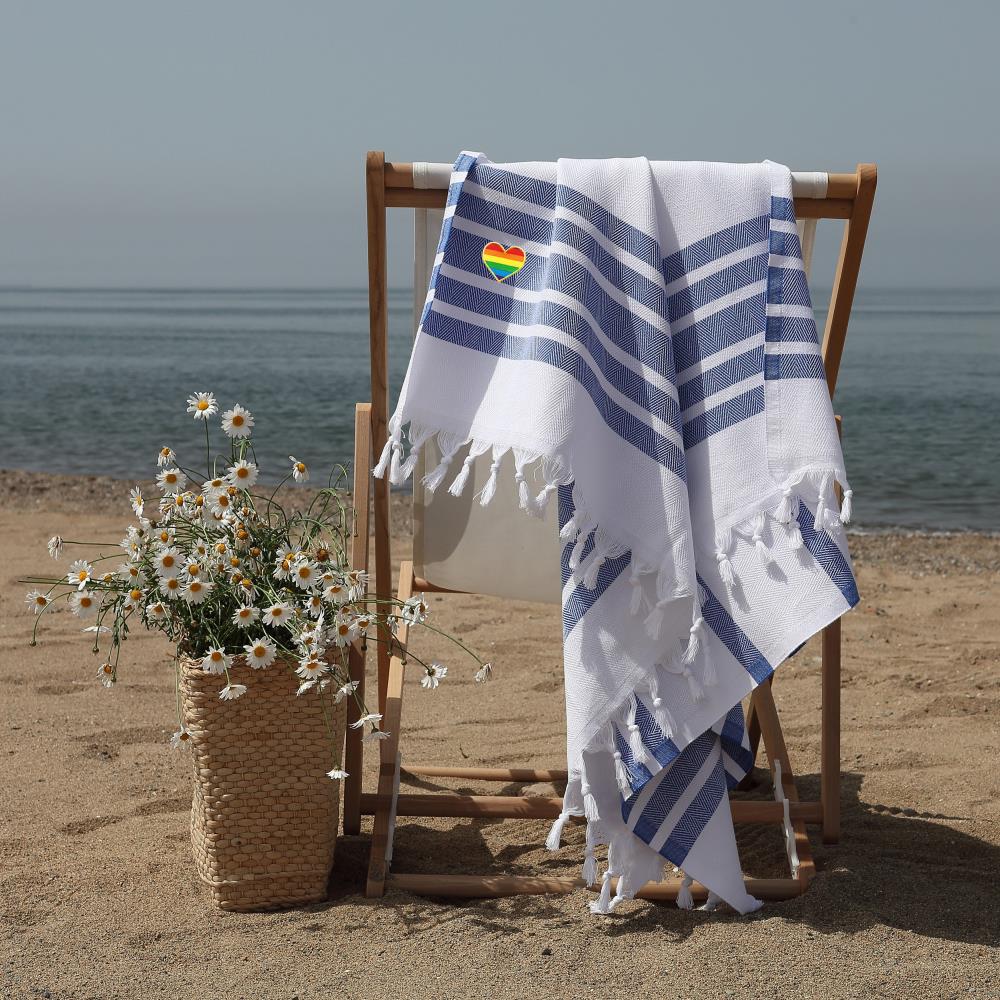 Herringbone White & Royal Blue Turkish Towel – The Cotton Company