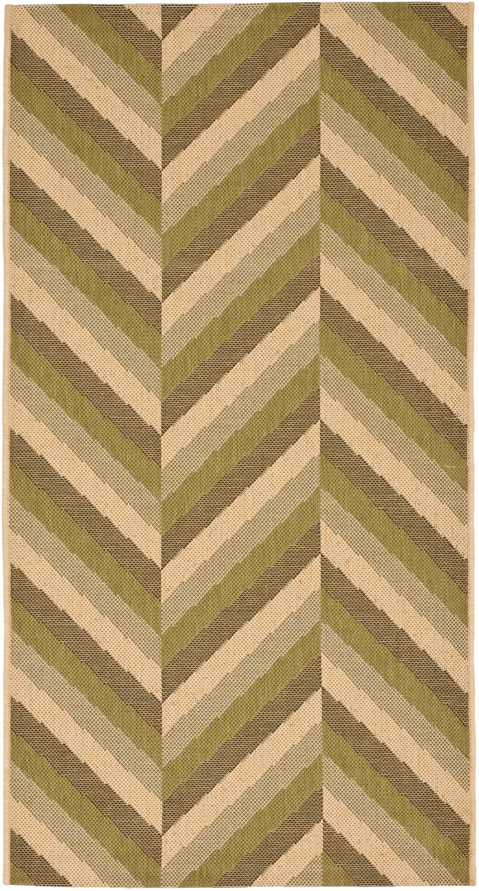 Safavieh CY6574-14-3 Courtyard 3 x 5 (ft) Loomed Polypropylene Cream/Green Rectangular Indoor/Outdoor Stripe Coastal Throw rug