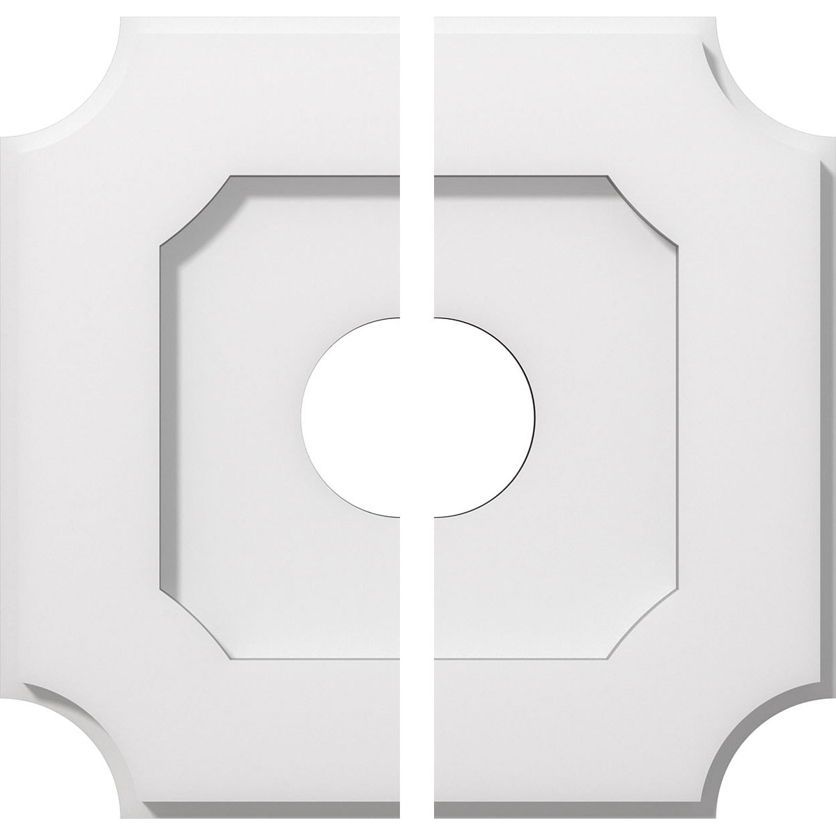 Ekena Millwork CMP12LE2-03000 Locke 12-Inches W x 12-Inches L Contemporary White PVC Split Ceiling Medallion