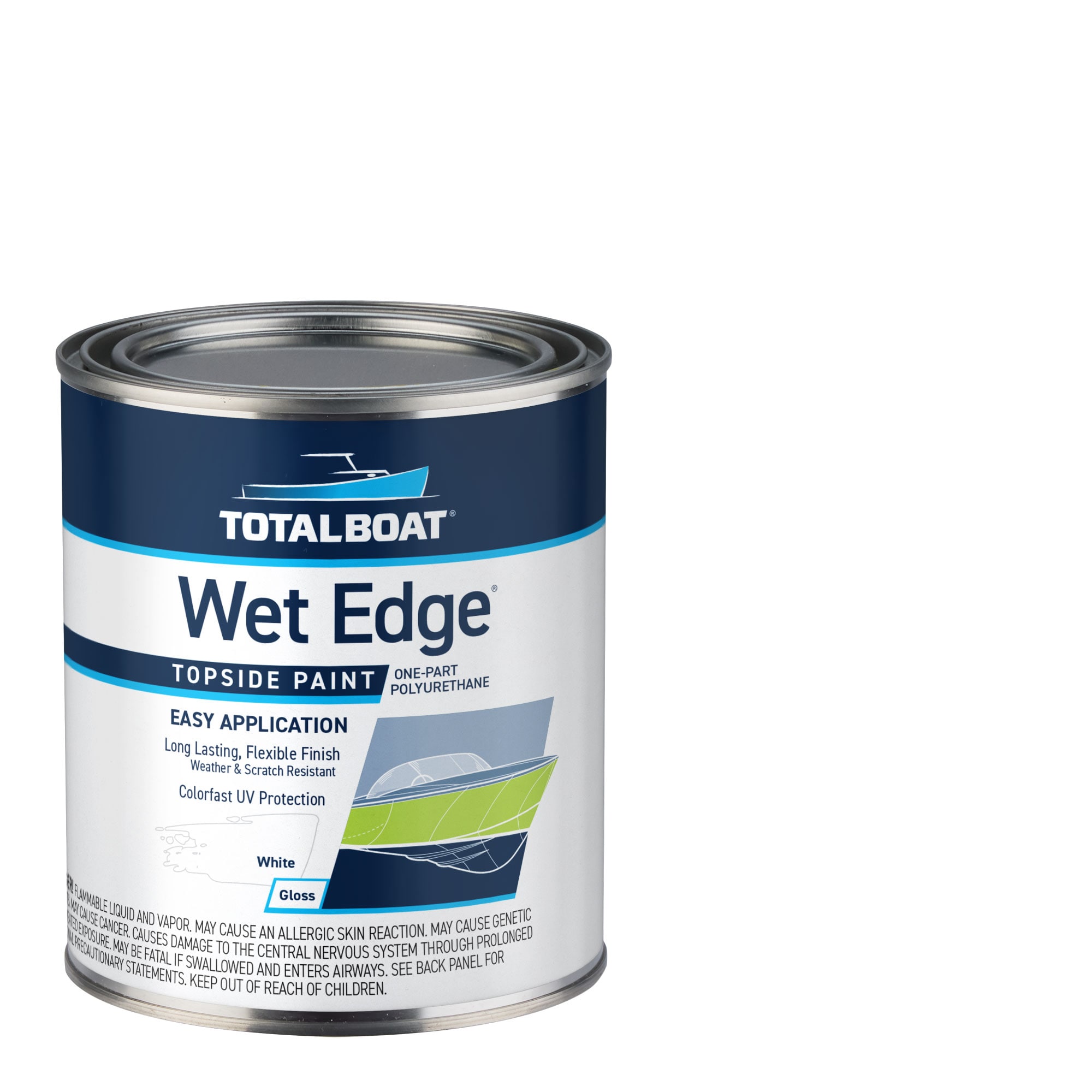 TotalBoat 365399 Wet Edge Topside Paint High-gloss White Enamel Oil-based Marine paint ( 1-quart )