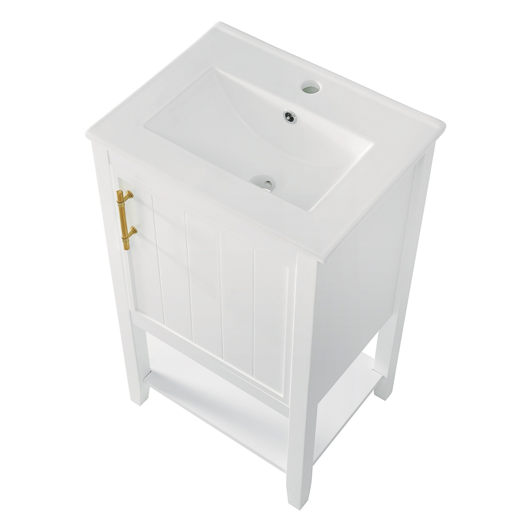 LIVACA 20 inch White Solid Wood and MDF Bathroom Vanity with Sink with ...