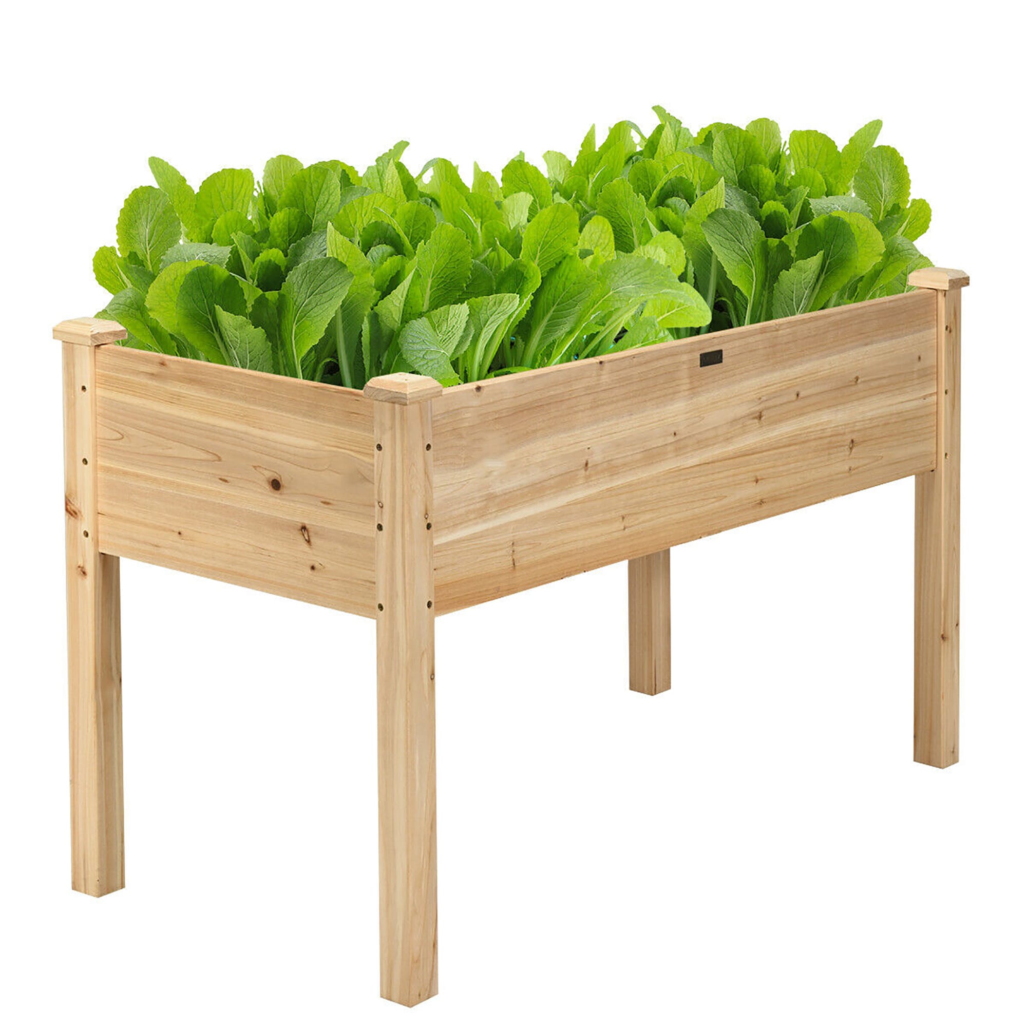 Costway LWS00607 23.5-in W x 49.5-in L x 30-in H Brown Wood Raised Planter Box