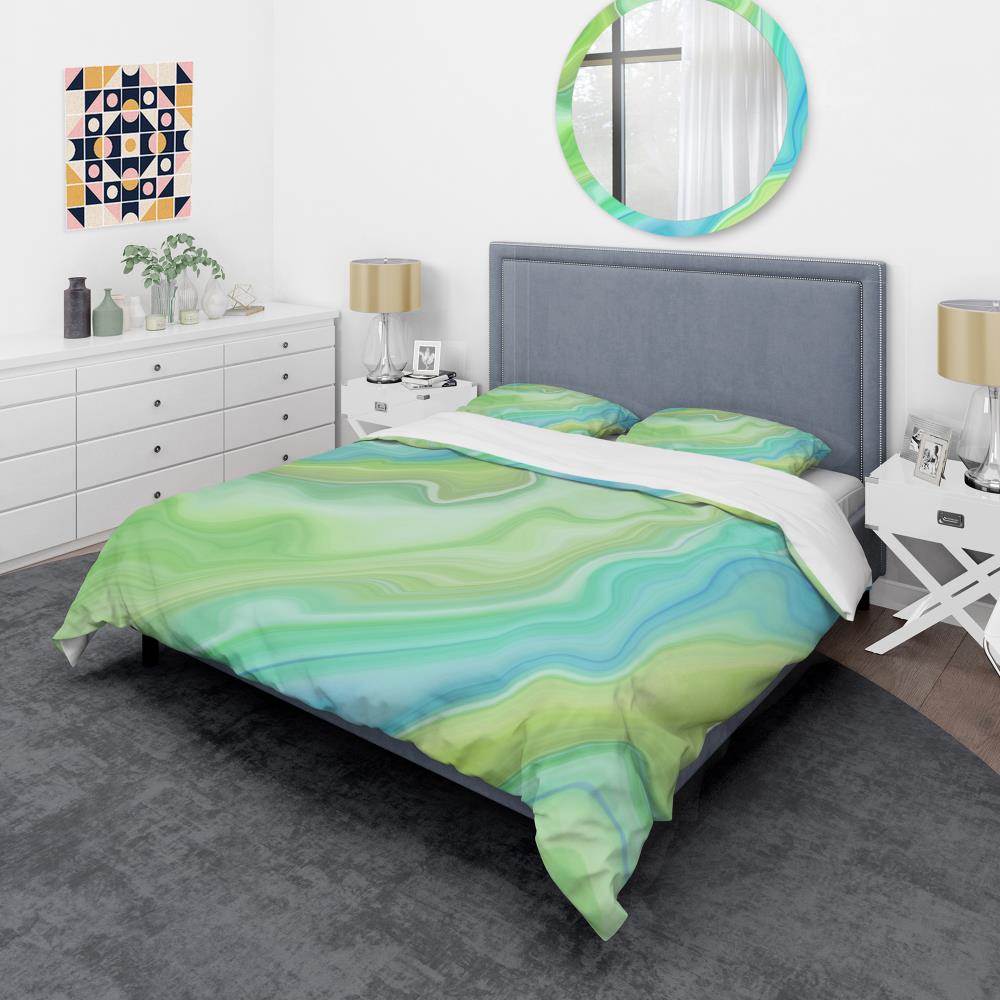 Designart BED19141-Q N/AN/A 3-Piece Green Queen Duvet Cover Set