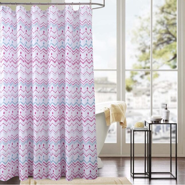 Geometric Shower Curtain, Gray Turquoise Shower Curtains