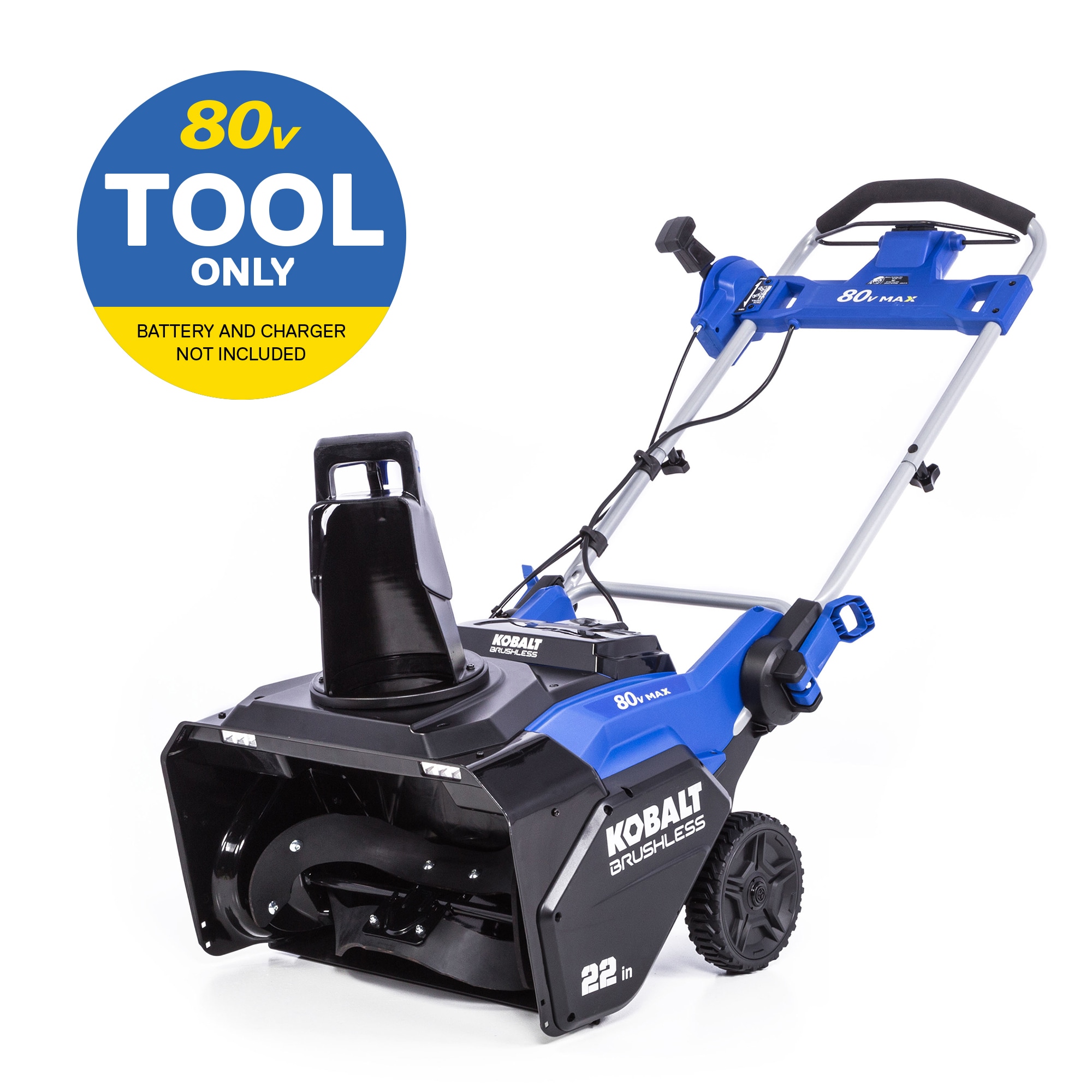 80-volt Max 22-in Single-stage Push Cordless Electric Snow Blower (Battery and Charger Not Included) Rubber in Blue | - Kobalt KSB 2280-06