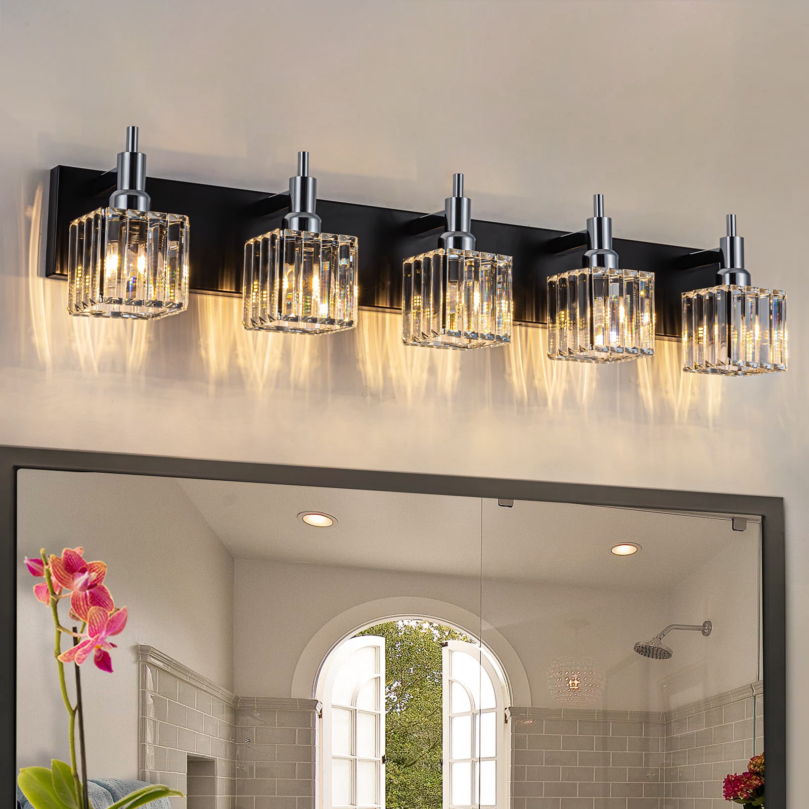 EDISLIVE Y81010000053018 Orillia 35.4-in 5 -Light Black Modern/contemporary Vanity light