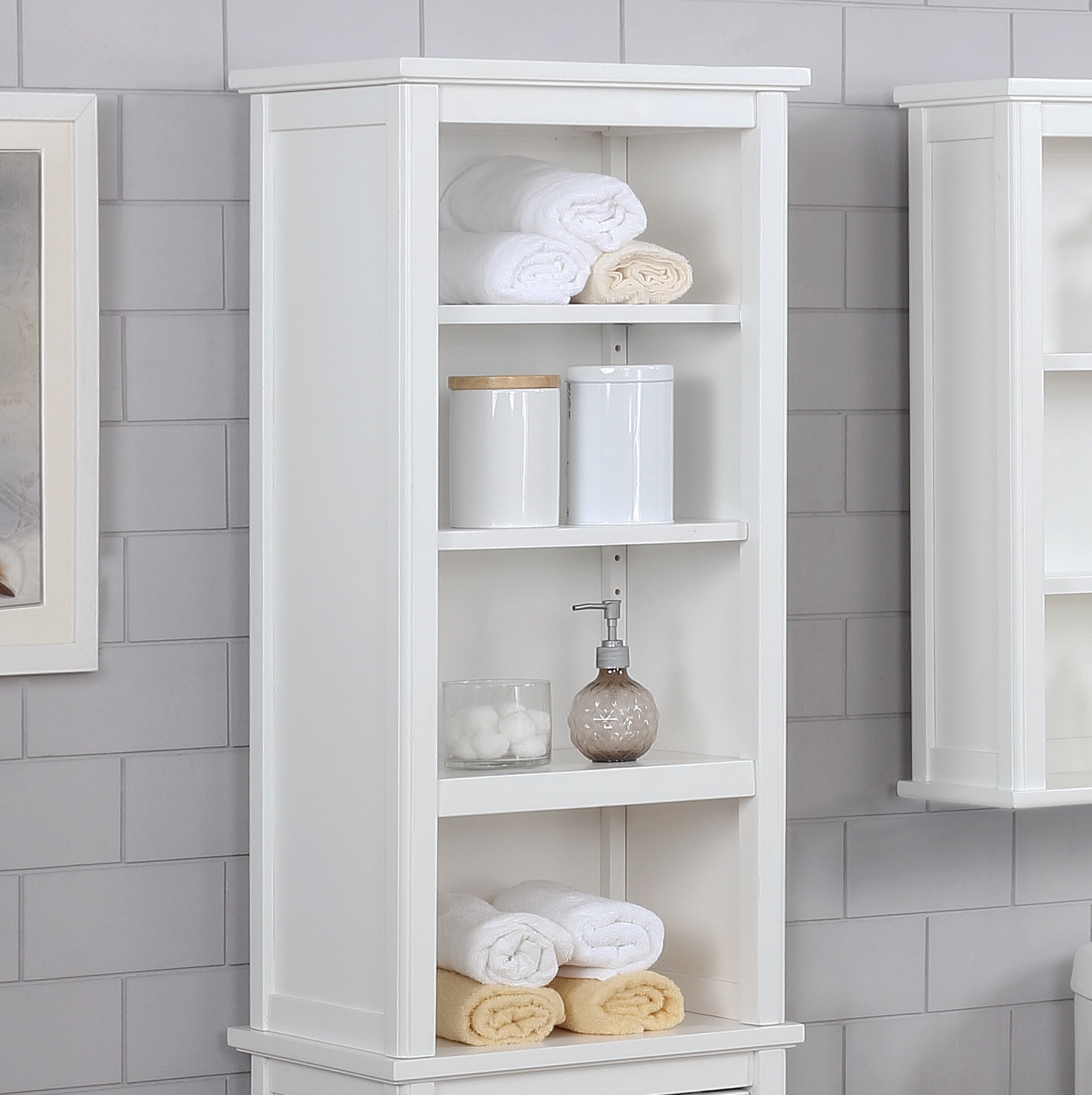 Dorset Classic White Bathroom Shelving Hutch with Adjustable Shelves