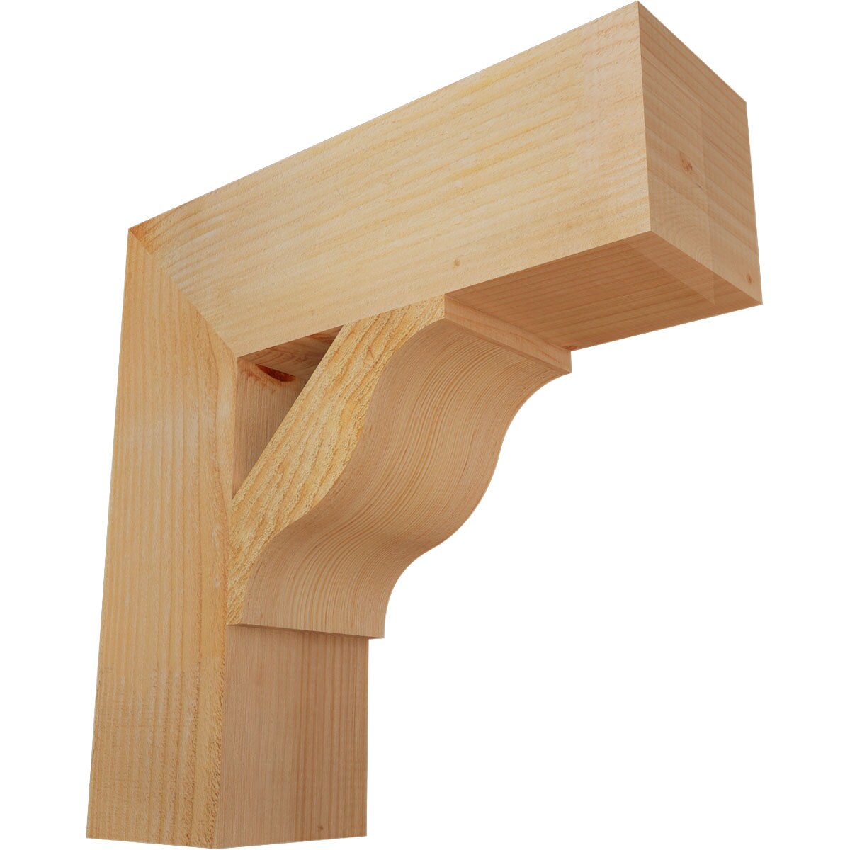 Ekena Millwork BKT06X20X20FST05RDF Funston Block Rough Sawn 6-in x 20-in x 20-in Douglas fir Brown Wood Standard bracket