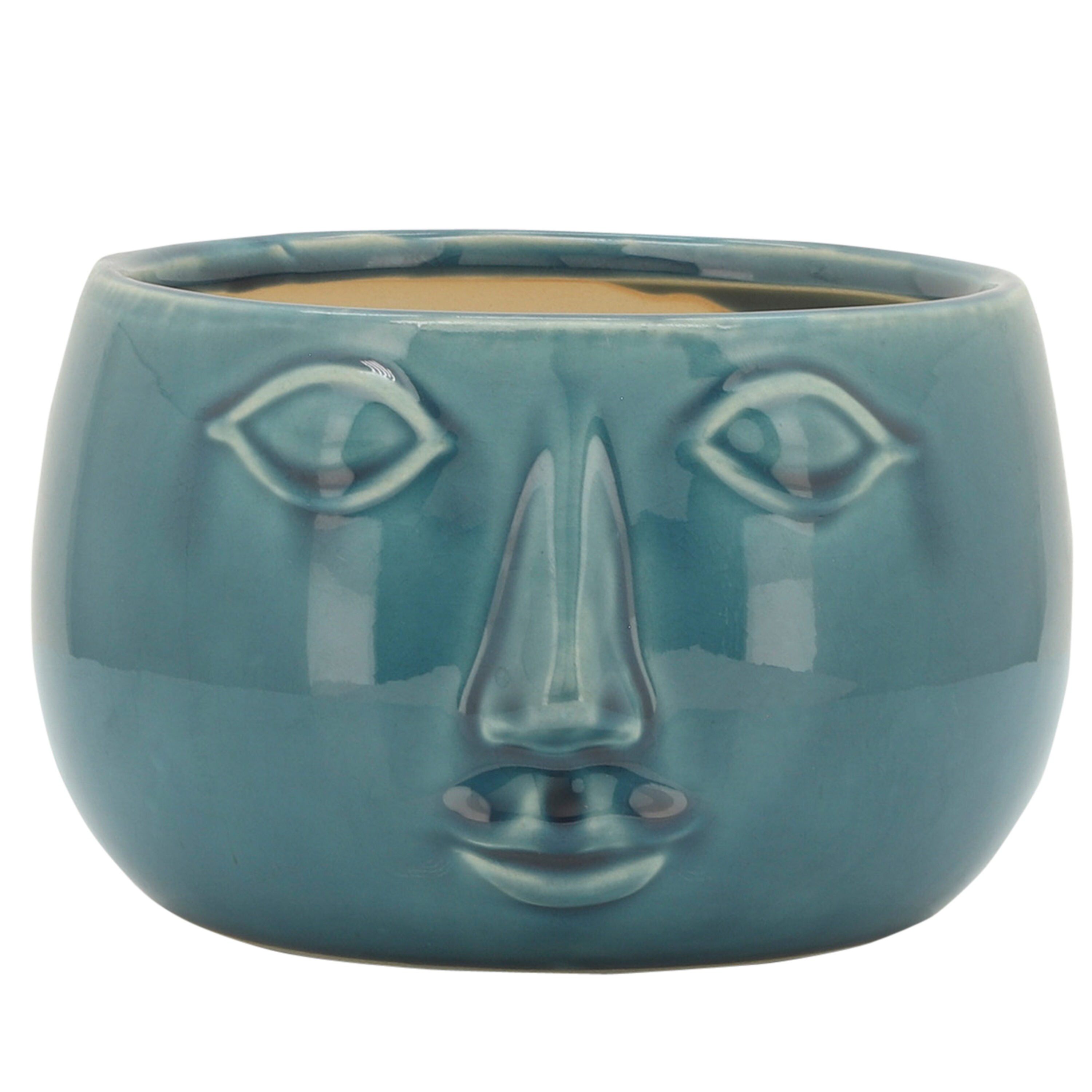 Sagebrook Home 14960-03 Round 7-in W x 4-in H Green Ceramic Indoor/Outdoor Planter