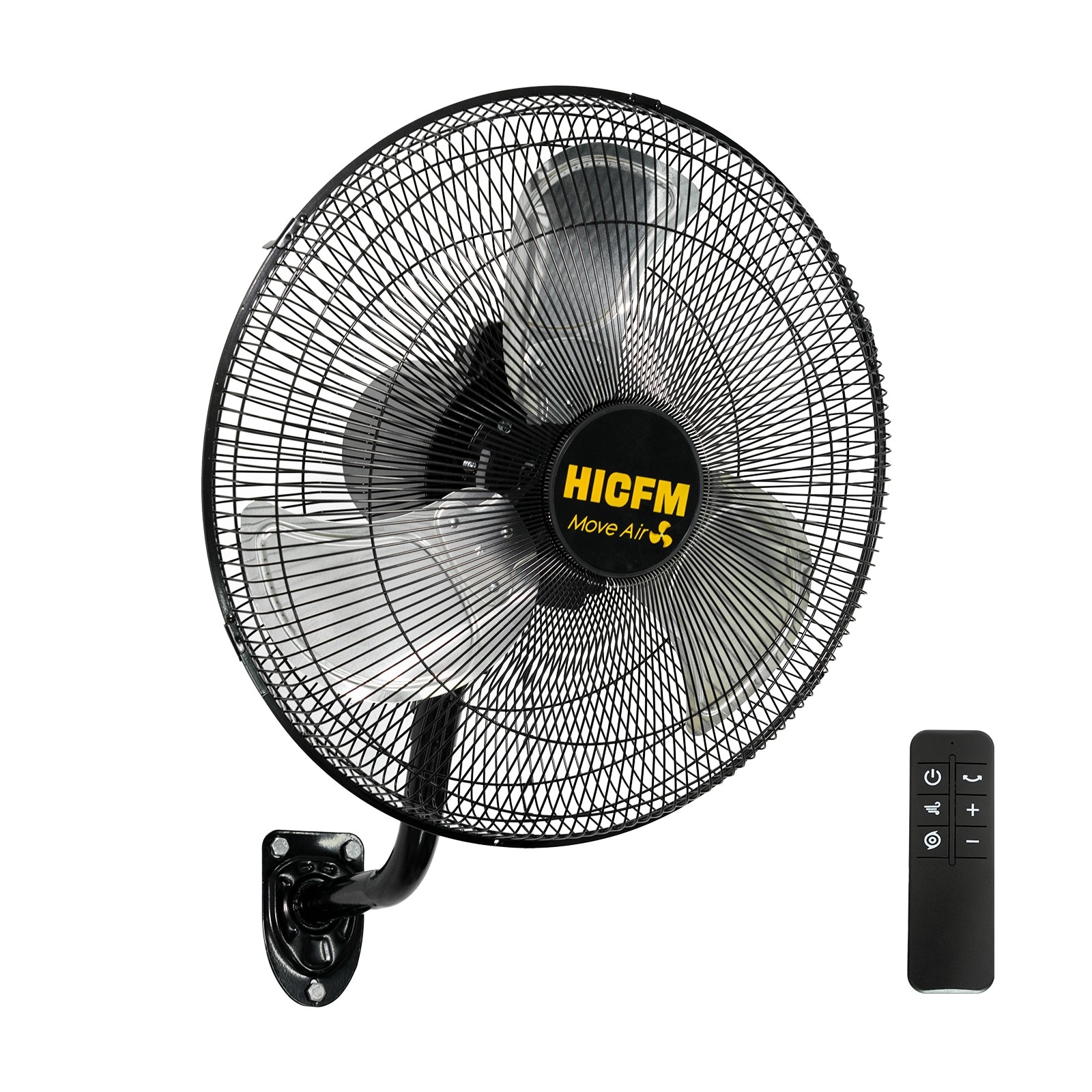HICFM 18 Inch Wall Mount BLDC Fan 4100 CFM 9-Speed Quiet Oscillating Metal Fan Magnetic Remote for Warehouse Garage Bedroom Commercial