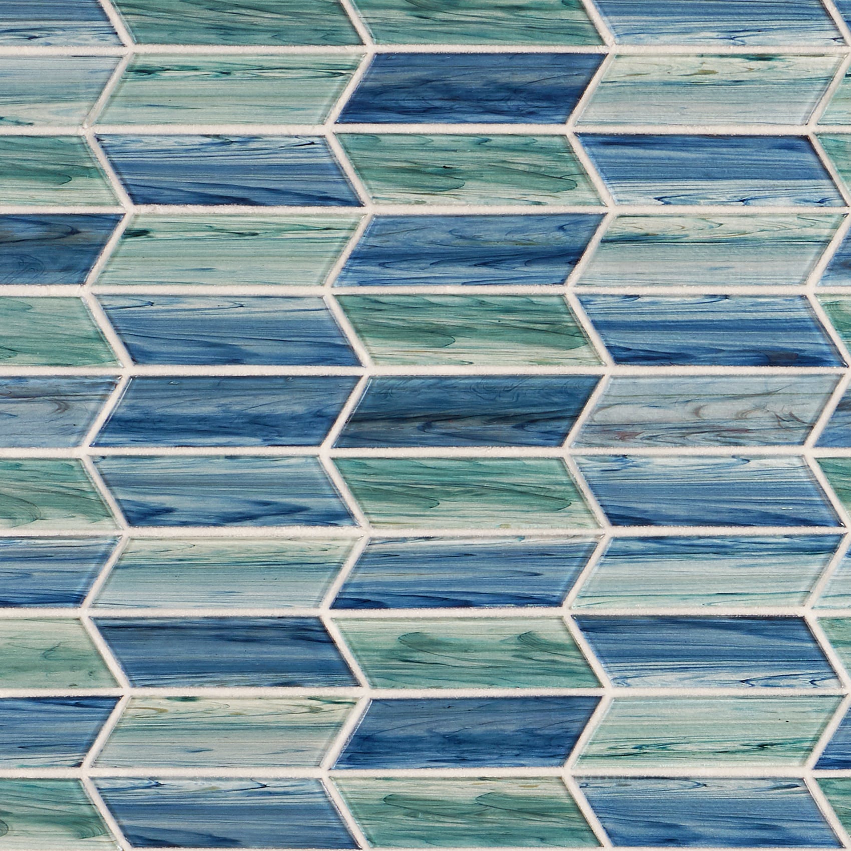 Artmore Tile EXT3RD105424 Rivulet Aqua 12-in x 12-in Polished Glass Patterned Linear Mosaic Wall Tile ( 0.96-sq ft Piece )