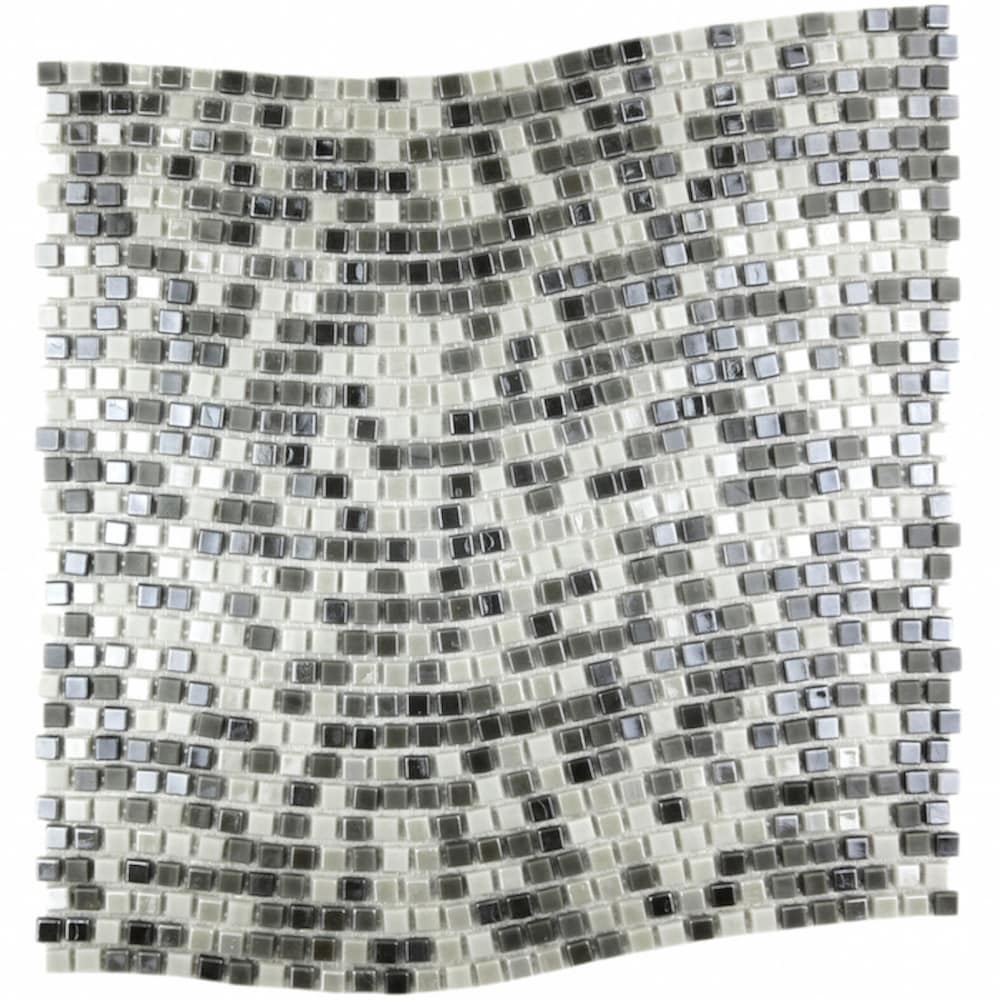 Abolos LWSGALWAVY-SD Galaxy Dark Gray 12-in x 12-in Iridescent Glass Patterned Mosaic Floor and Wall Tile ( 10-sq ft Carton )