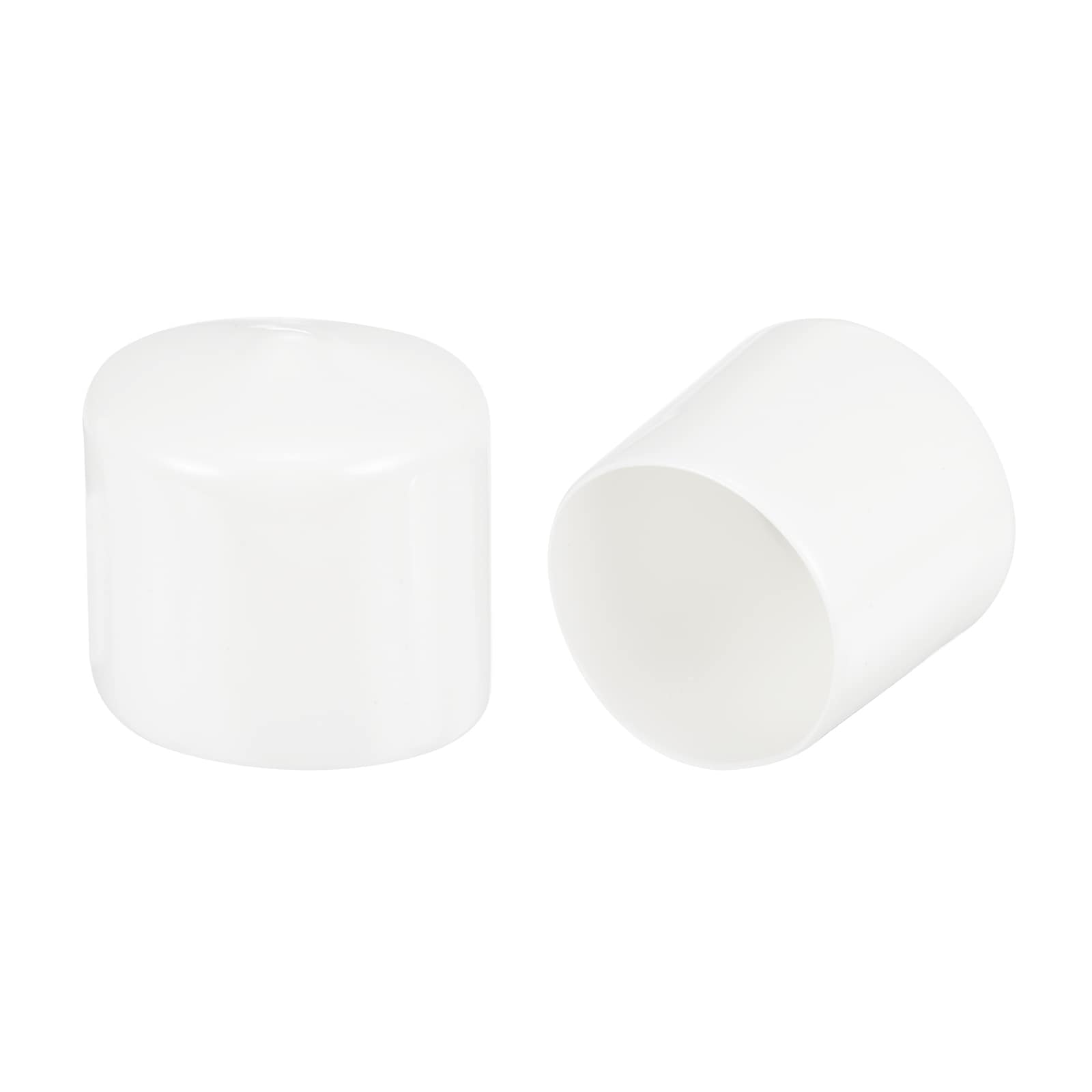 Unique Bargains 2pcs 53mm(2.1 Inch) Rubber End Caps Round Vinyl Plug Insert Plastic End Caps for Tubing Fence Pipe Post Furniture Railing White