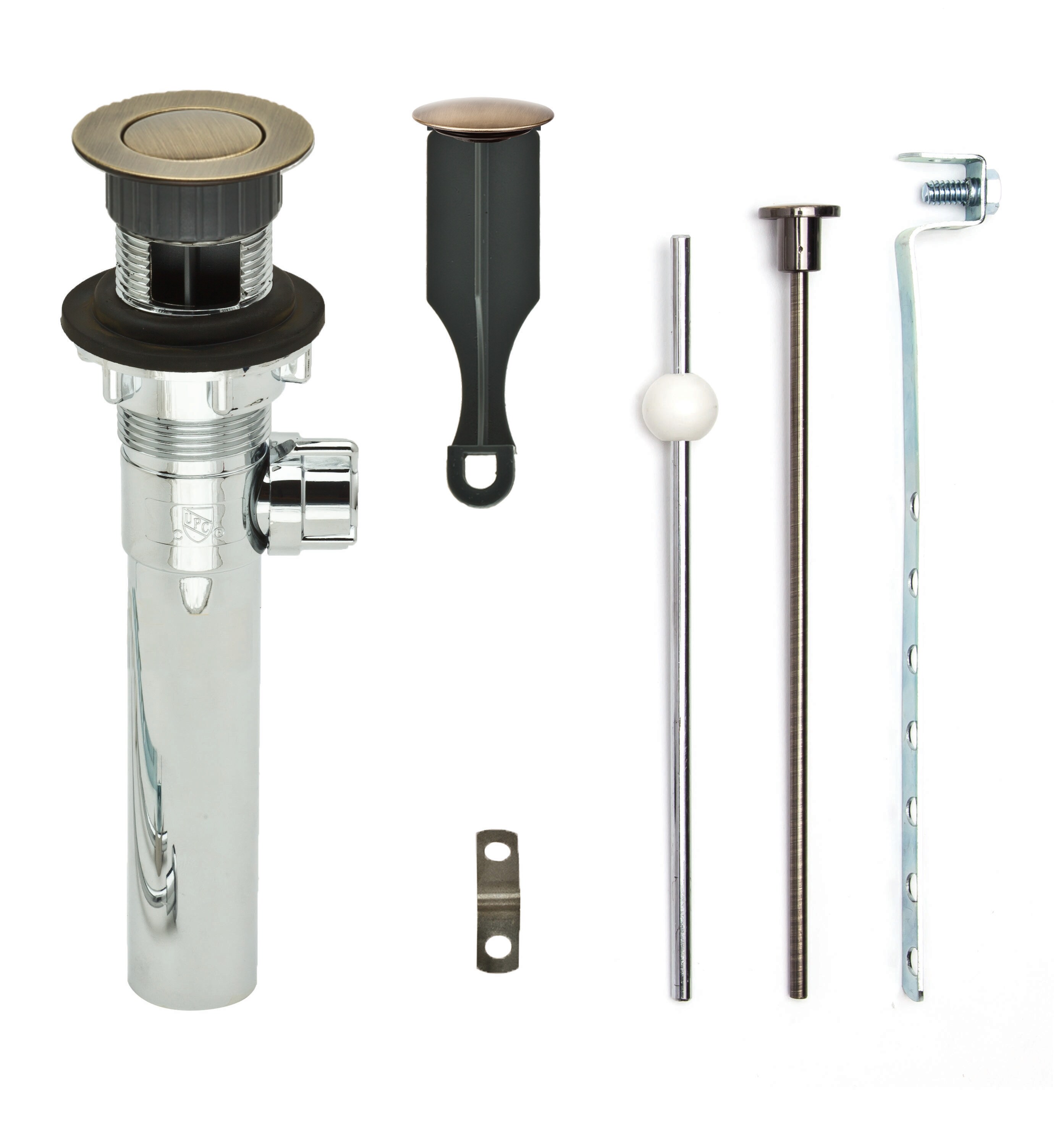 PF WaterWorks PF0730-AB-CH Brass Bathroom Sink pop up drain