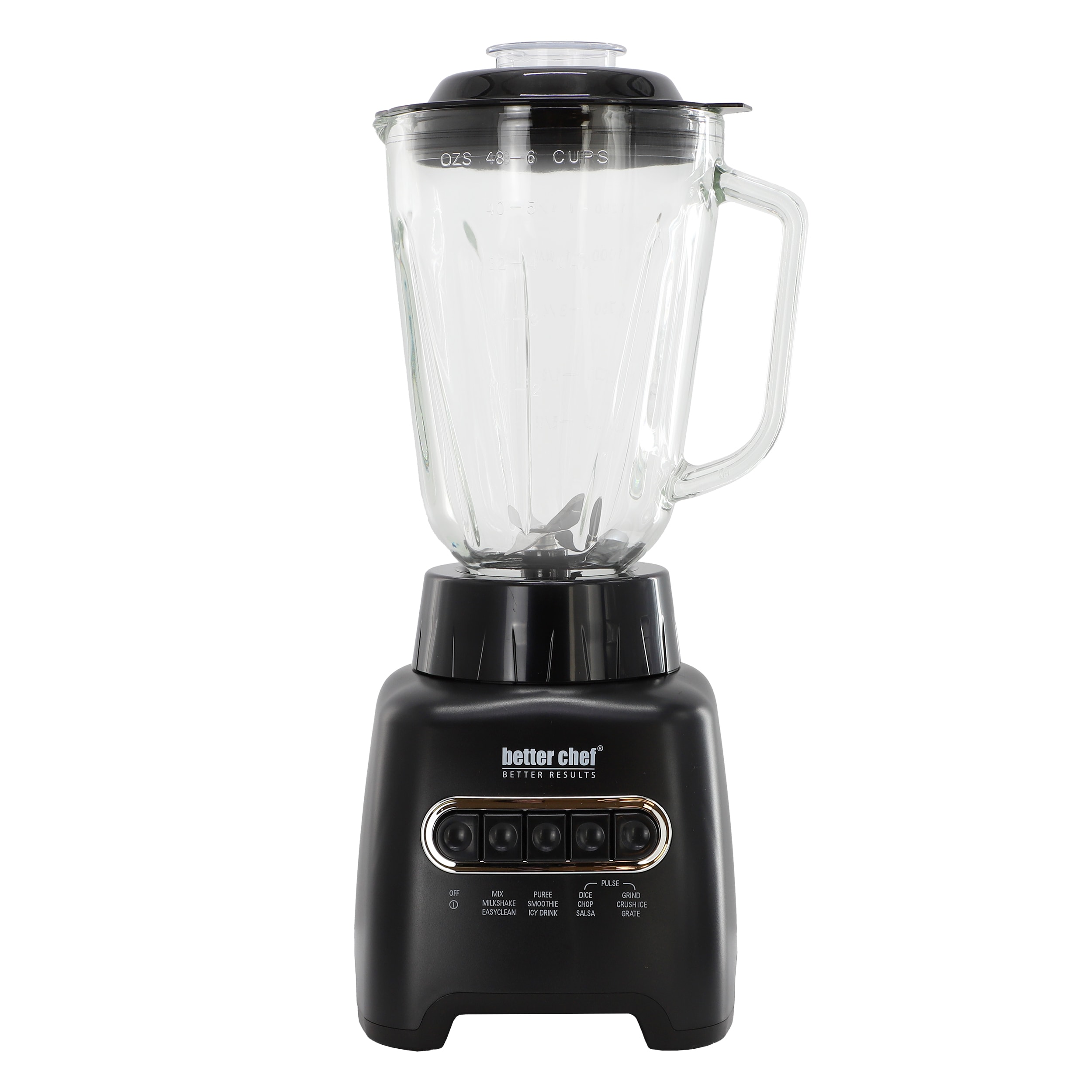 Better Chef -  6 Cup 500-Watt Glass Jar 12 Preset Function Blender in Black