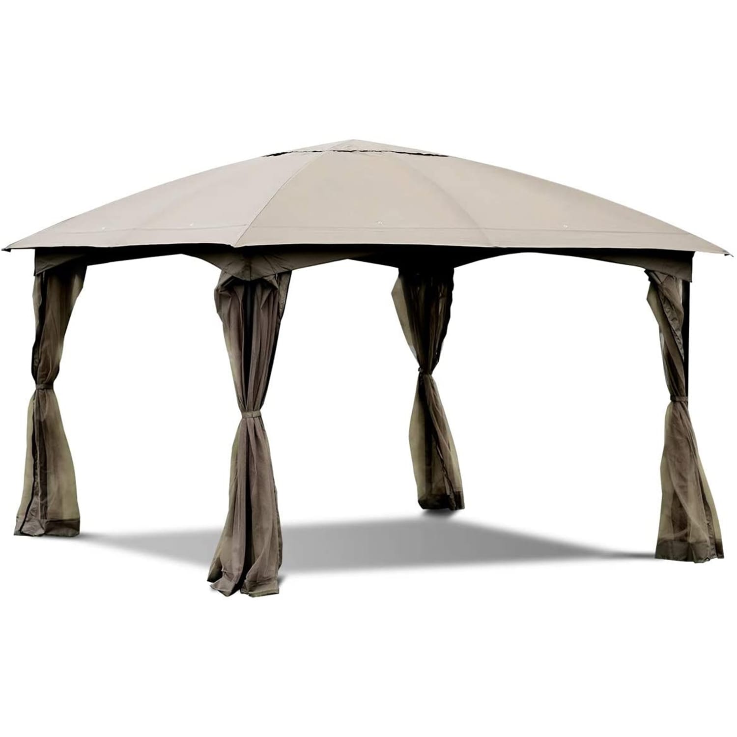 Forclover HYFE-OP3600 11.5-ft x 11.5-ft Gazebos Tan with Soft Top Roof (Screen Included)