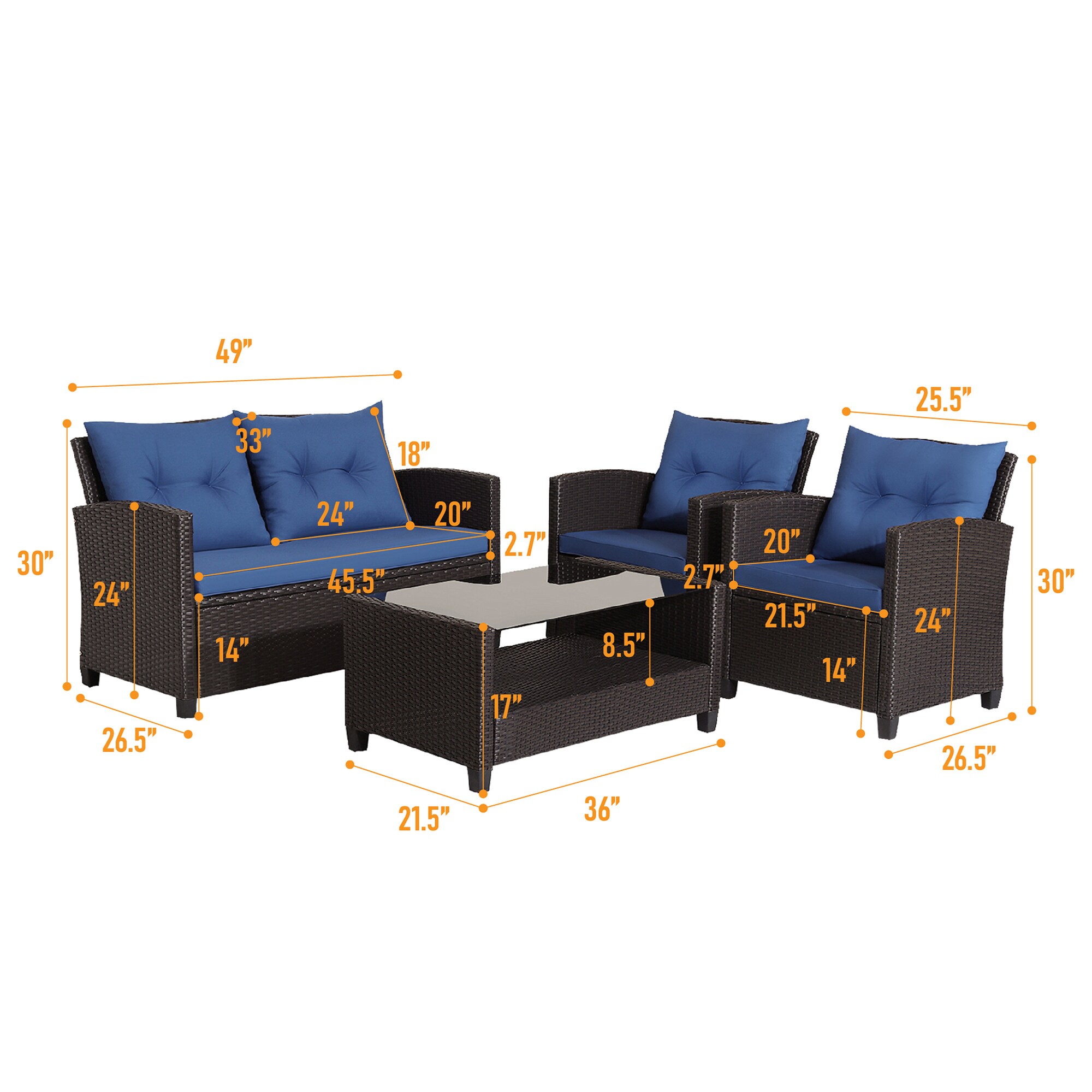 WELLFOR OUJ66742NY+ Patio-Conversation-Sets - View #6