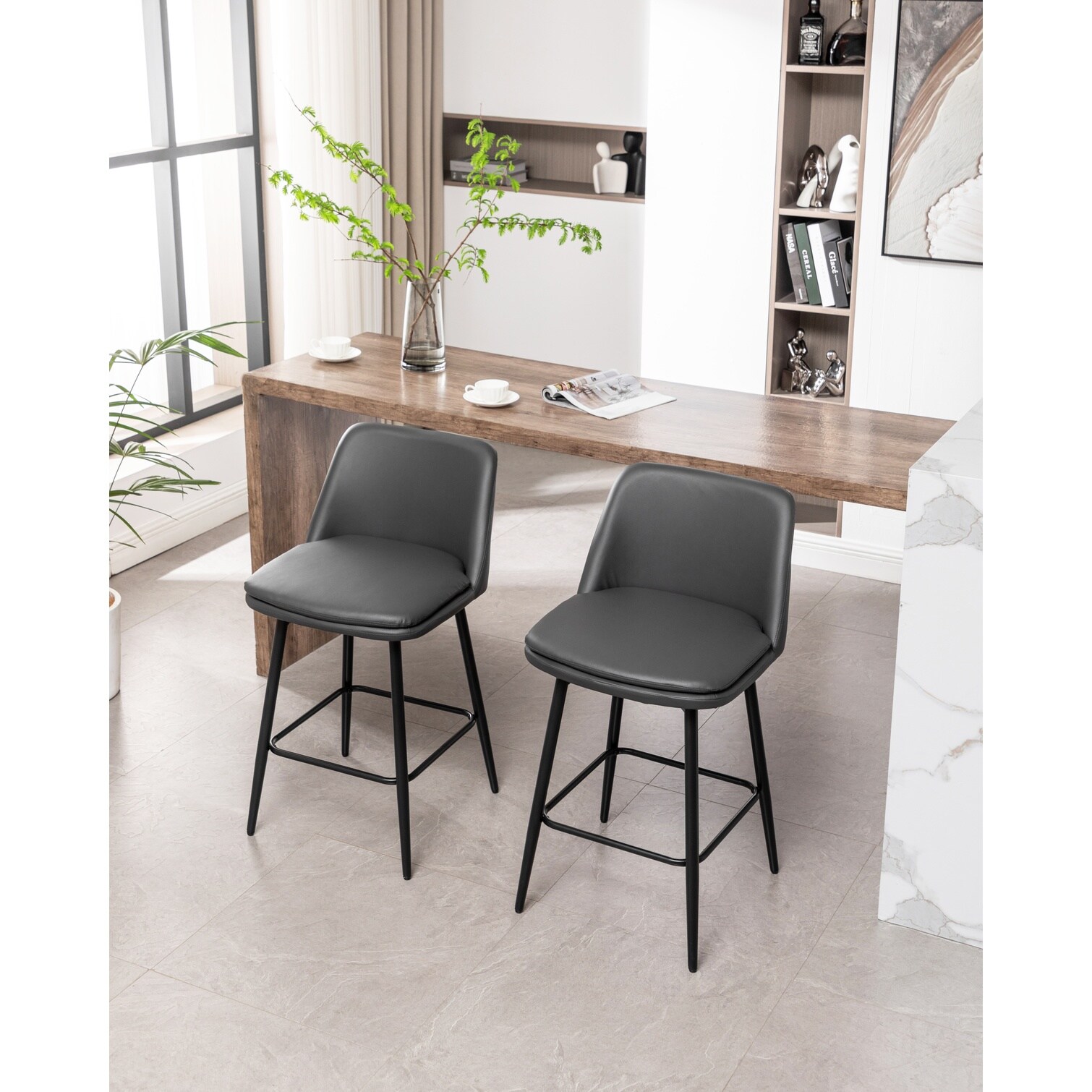 chillscreamni Dark Grey 19.7 x 21.3 x 35.8 in Counter Stool with Swivel ...