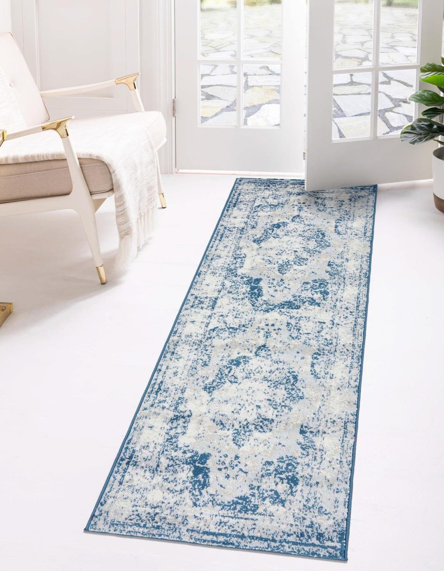 Unique Loom 3141311 Sofia 3 x 16 (ft) Loomed Polypropylene Blue Rectangular Indoor Runner rug