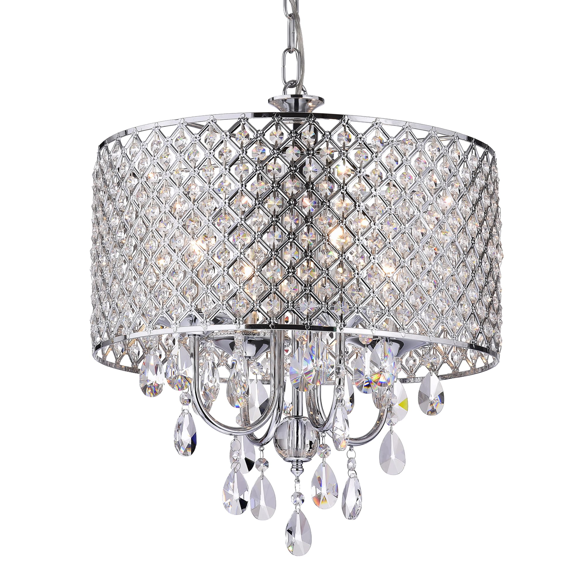 Edvivi EPG801CH Marya 4 -Light Chrome Glam Crystal For Use in Bedrooms, Dining Rooms, Foyers, Kitchens, Living Rooms Chandelier